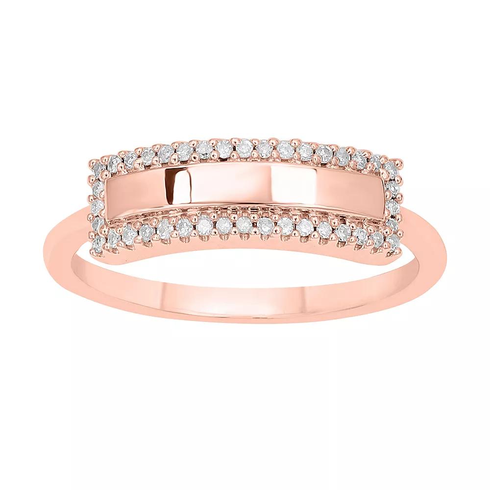 Sterling Silver 1/10 Carat T.W. Diamond Bar Ring, Women's, Size: 7, Pink Tone Product Image
