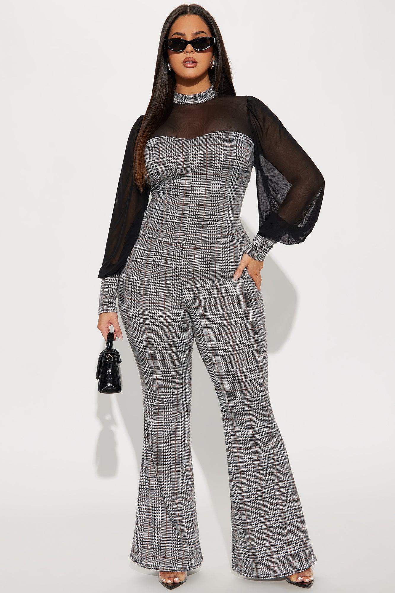 Mia Plaid Pant Set - Black/combo Product Image