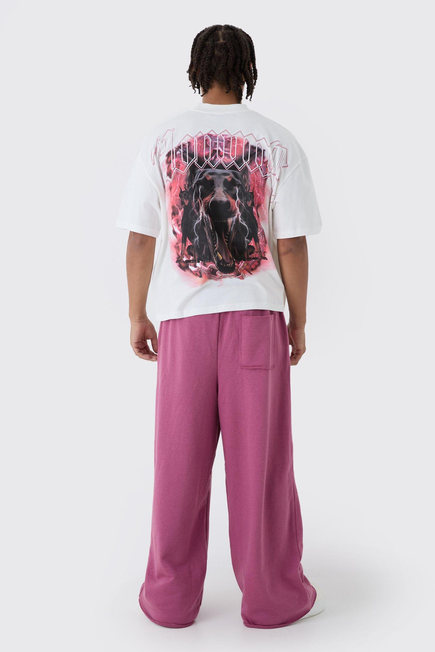 Extreme Wide Leg Raw Edge Loopback Sweatpants | boohooMAN USA Product Image