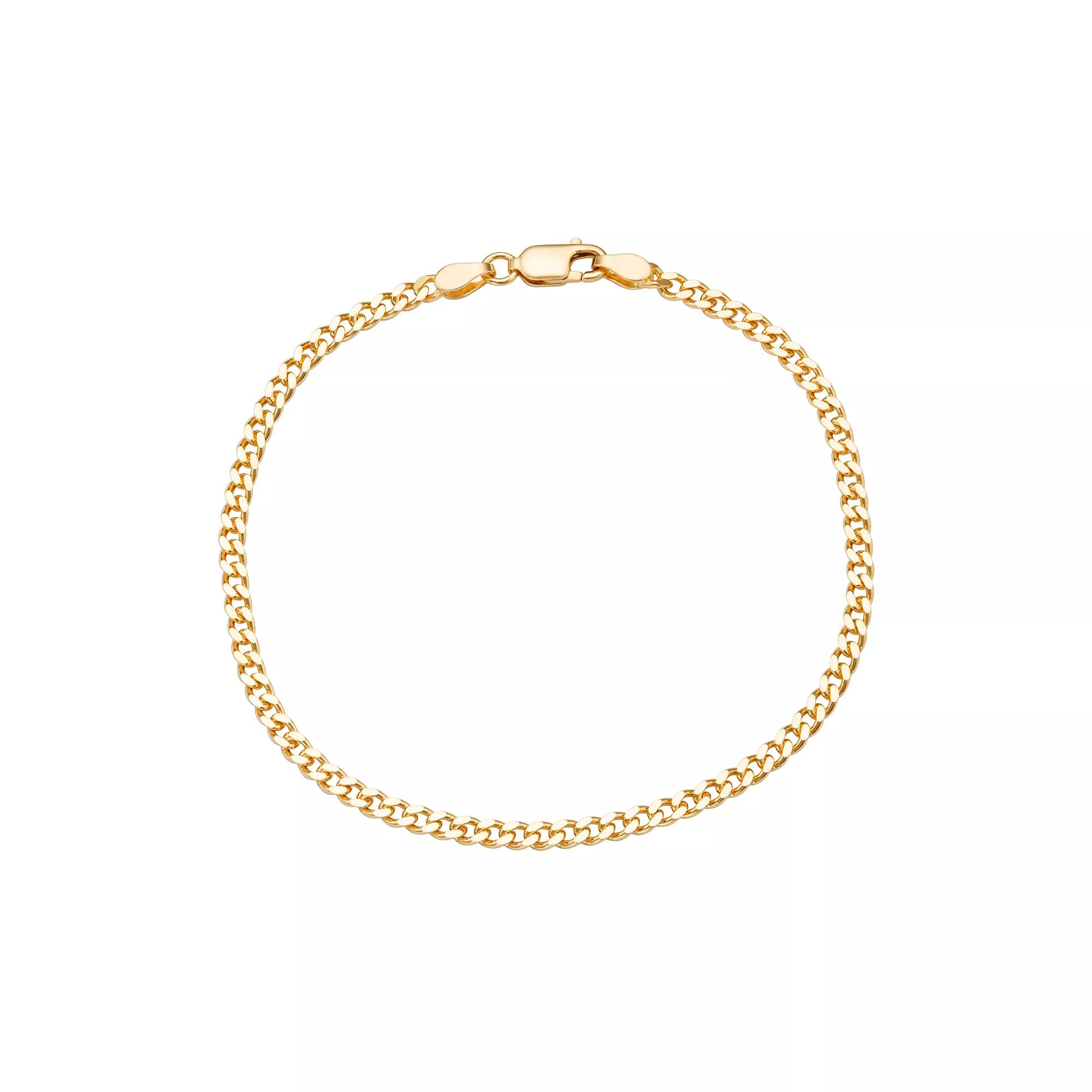 Jordan Blue Sterling Silver Curb Chain Bracelet, Women's, Size: 7.5", 14k Gold Product Image