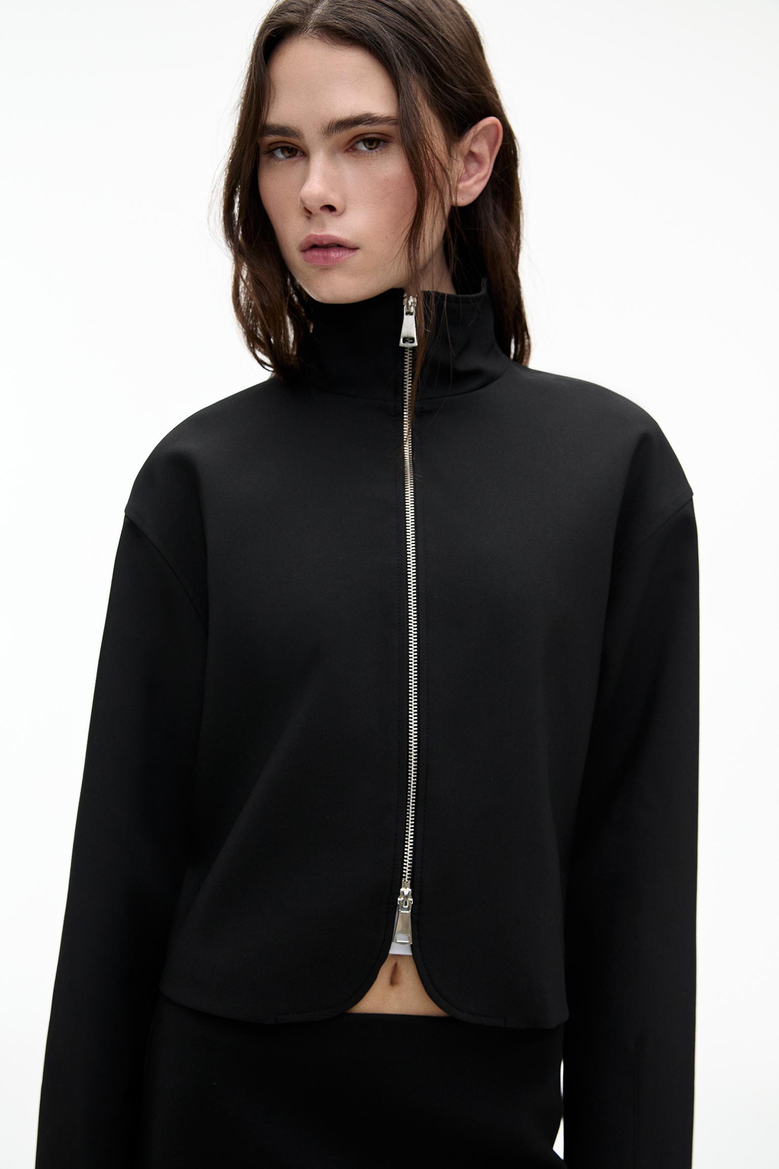 Lightweight fabric jacket with zipper Product Image