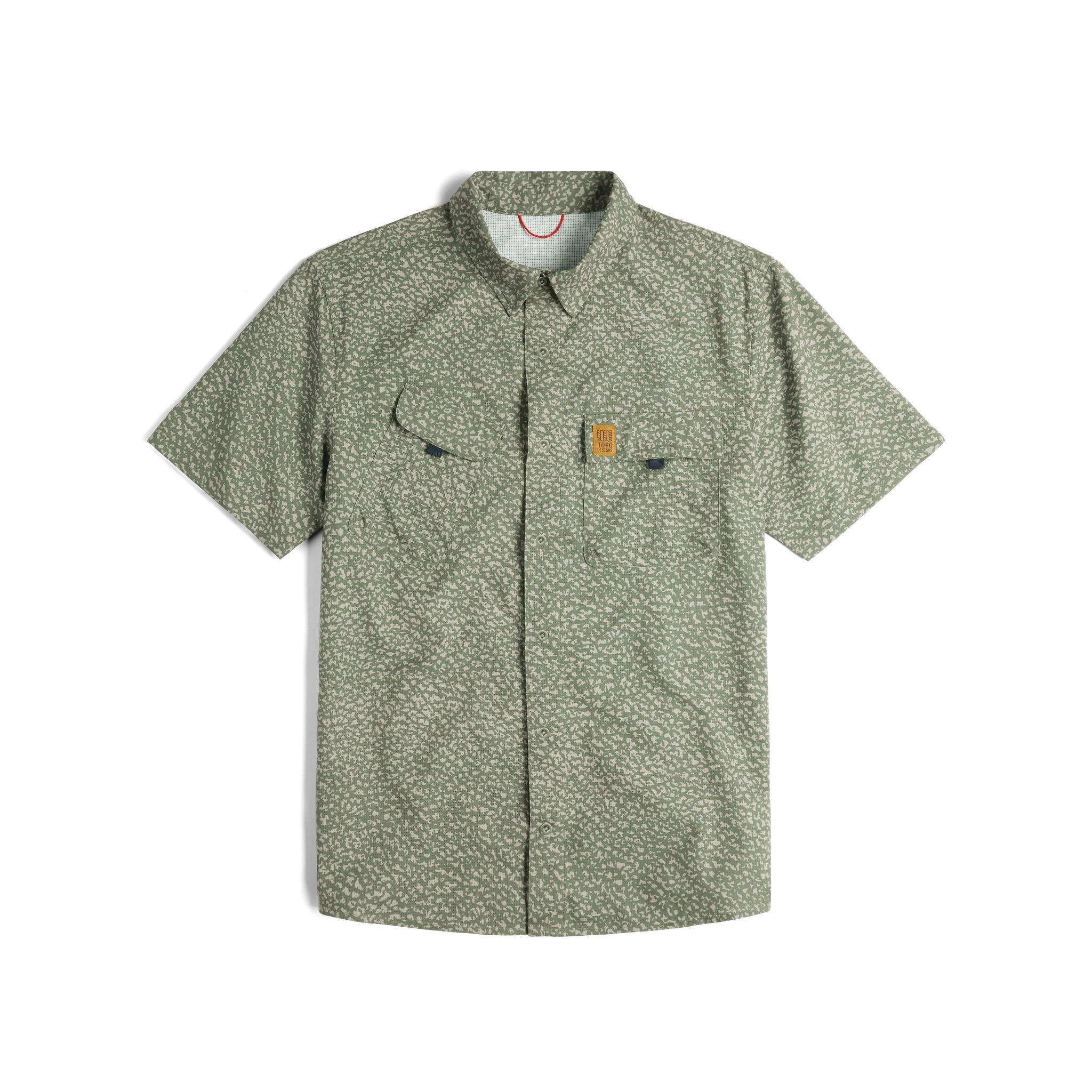 Merino Wool and Linen Short Sleeve Button-Down Shirt | Sage Green Product Image