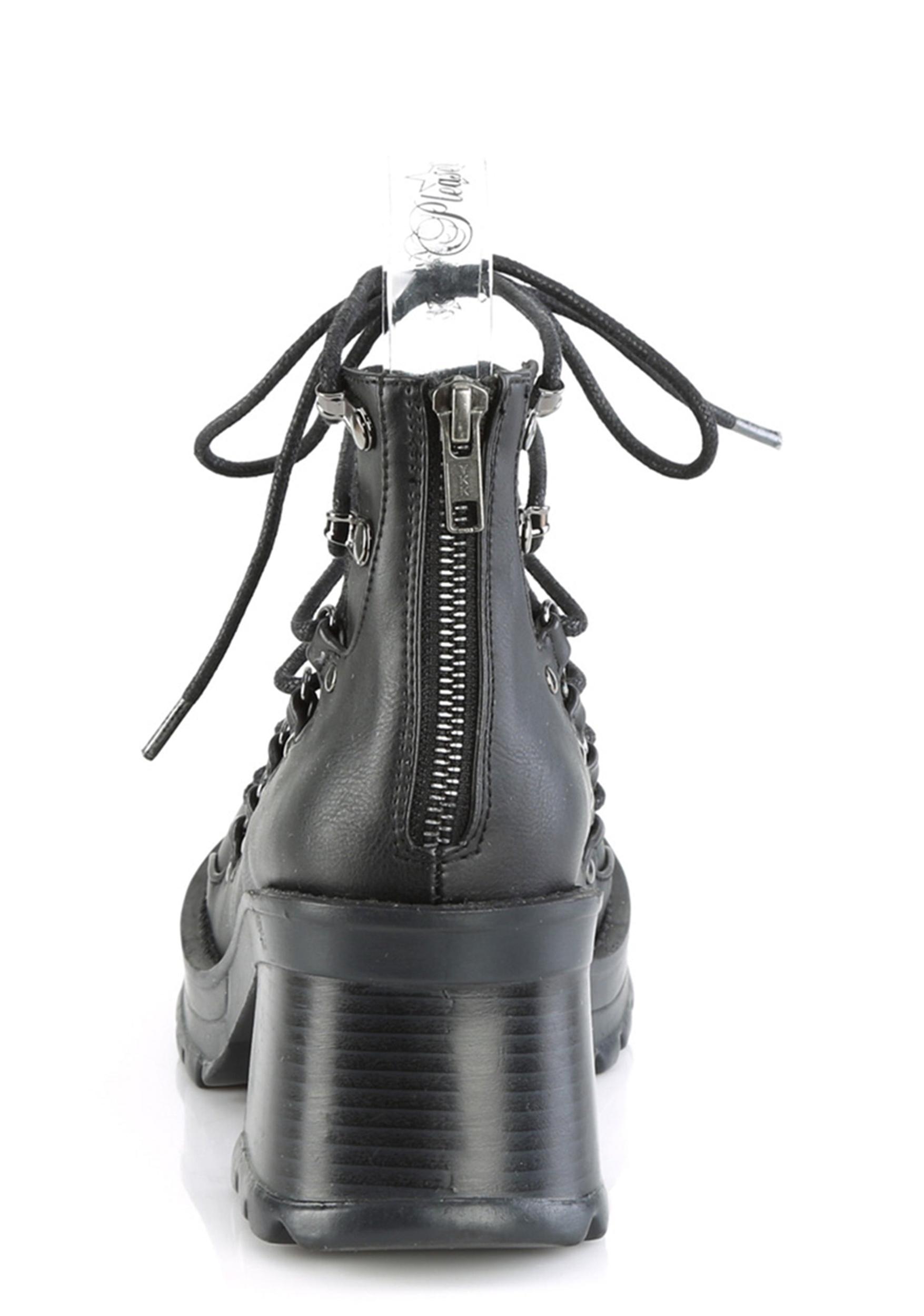 Demonia Platform Lace Up Heels - Black Product Image