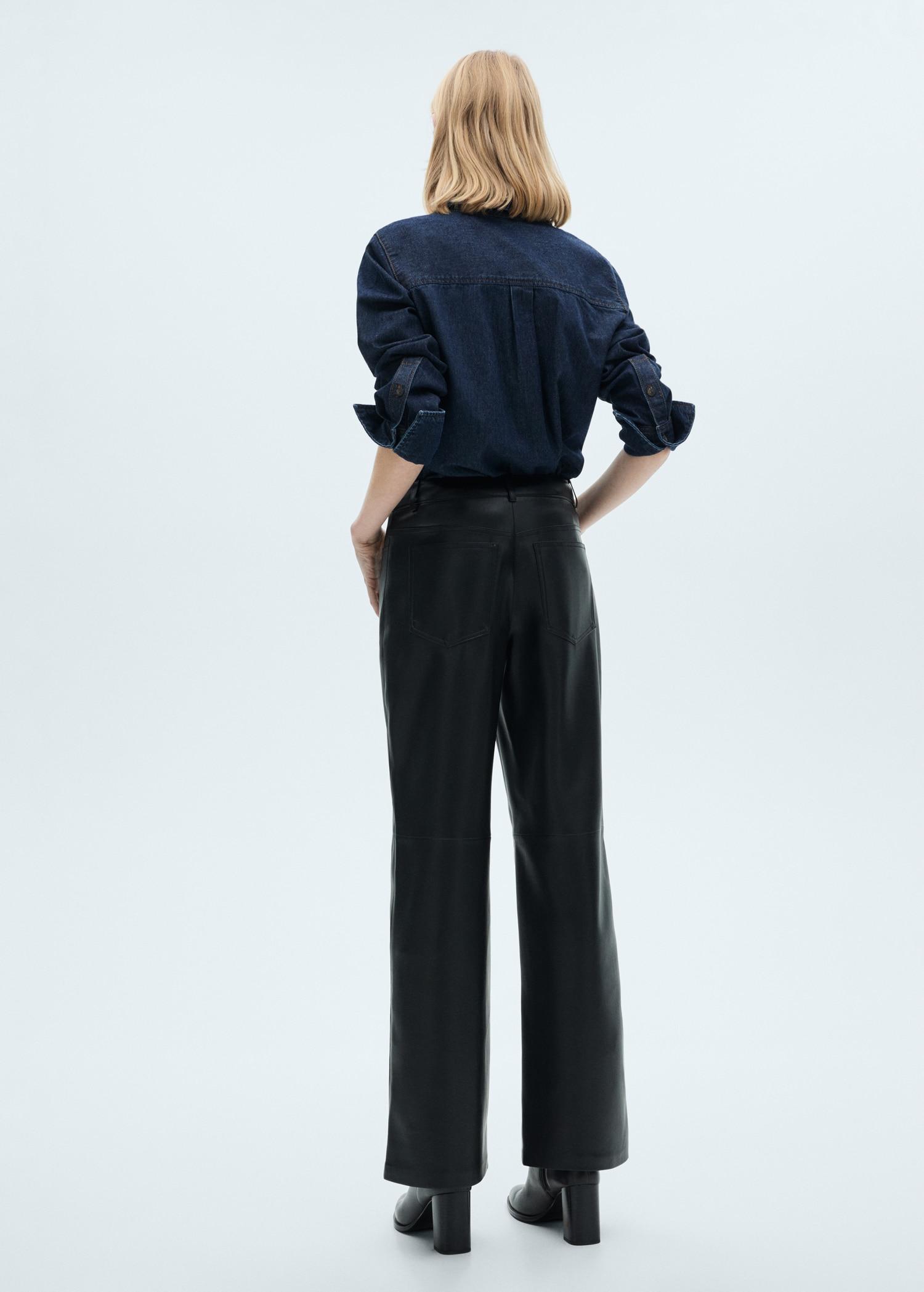 Leather-effect straight pants - Women | MANGO USA Product Image