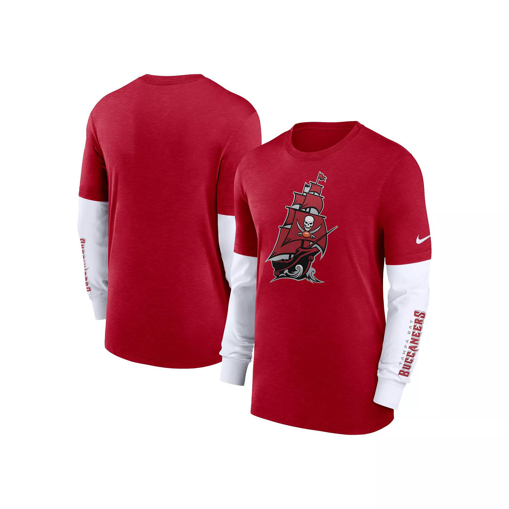 Men's Nike Heather Red Tampa Bay Buccaneers Slub Fashion Long Sleeve T-Shirt, Size: XL Product Image