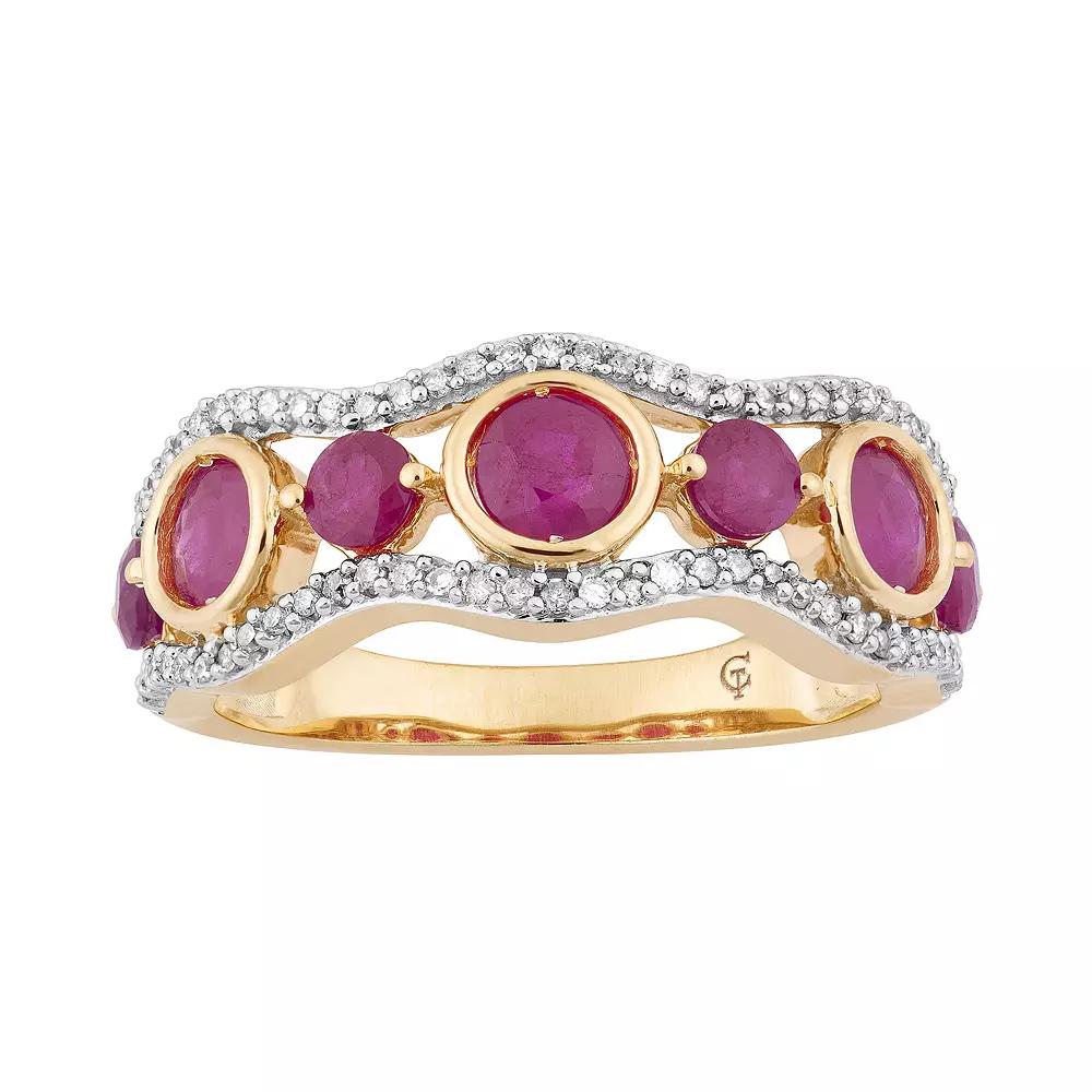 10k Gold Ruby & 1/5 Carat T.W. Diamond 7-Stone Ring, Women's, Size: 8 Product Image