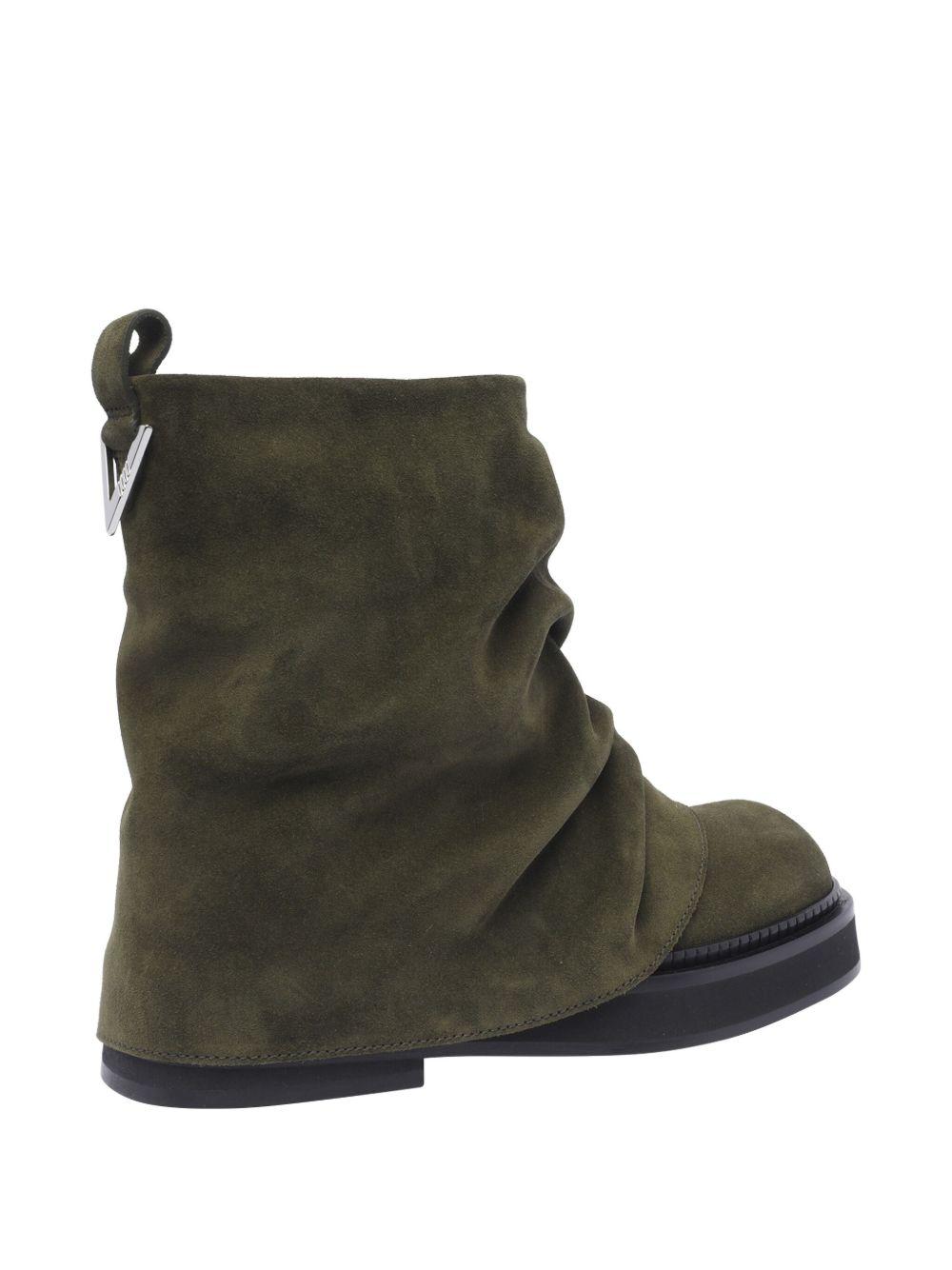 ATTICO Leather Ankle Pull Tab Combat Boots In Green Product Image