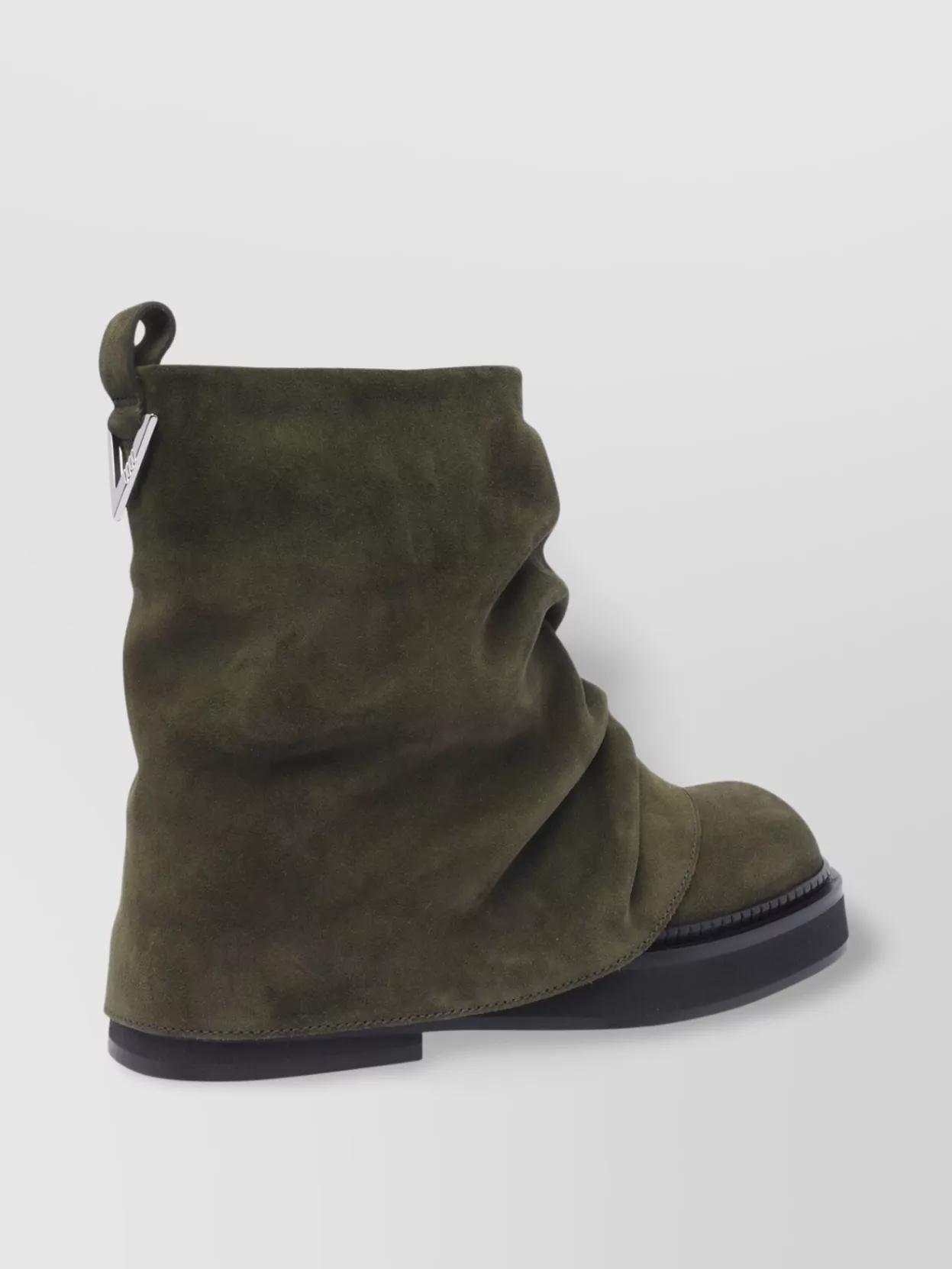 ATTICO Leather Ankle Pull Tab Combat Boots In Green Product Image