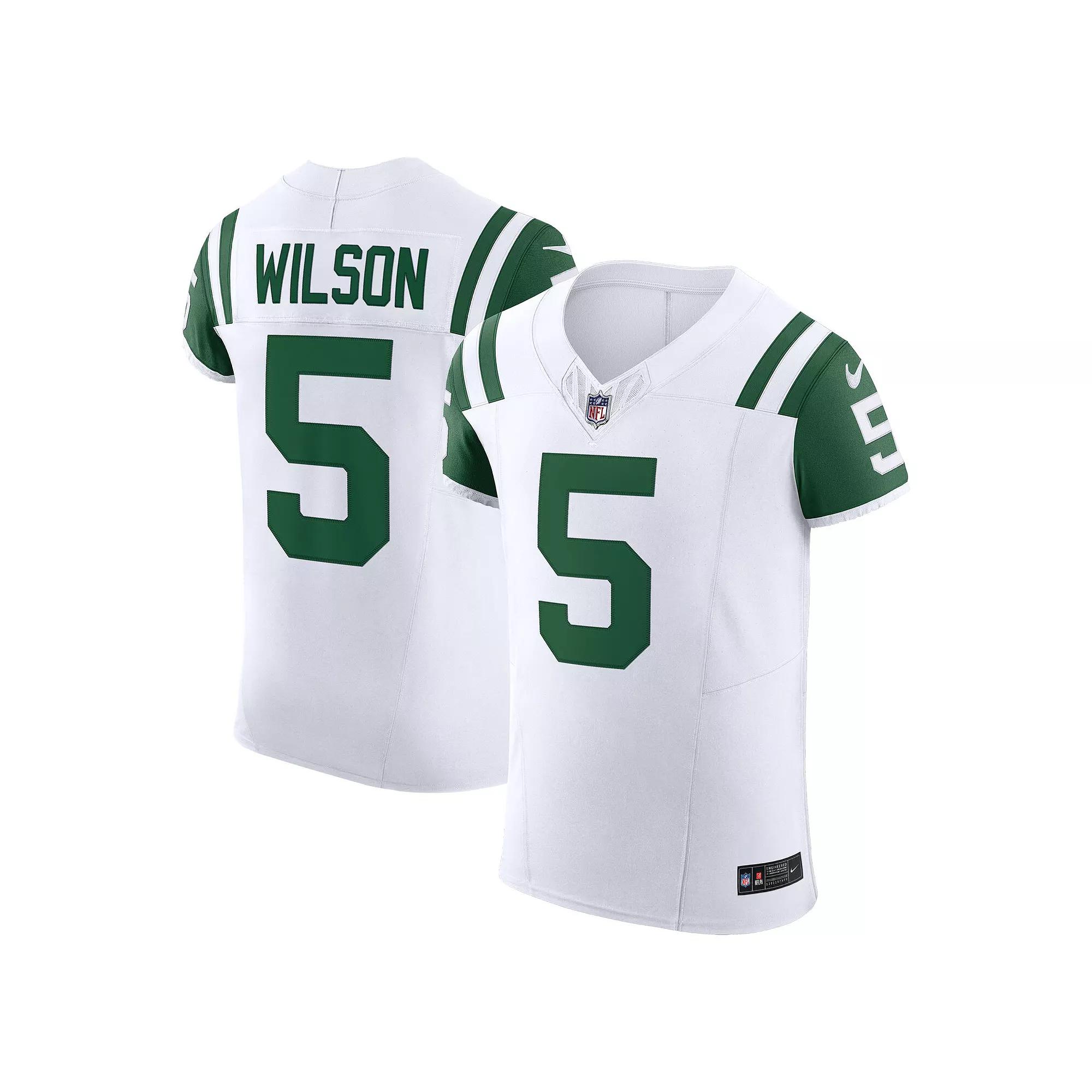 Men's Nike Garrett Wilson White New York Jets Classic Alternate Vapor F.U.S.E. Elite Jersey, Size: 52 Product Image