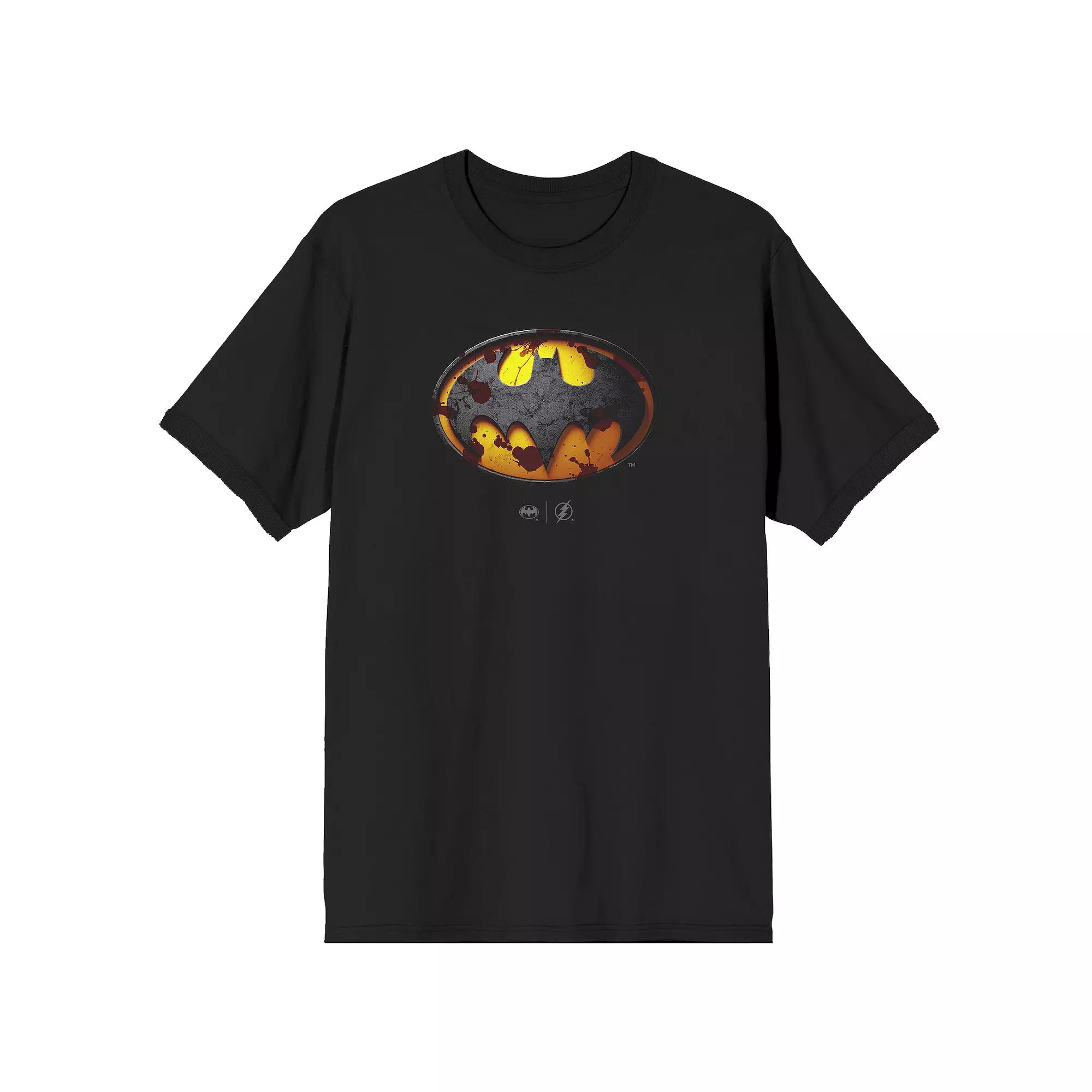 Men's The Flash Movie Splattered Batman Symbol Graphic Tee, Size: Medium, Black Product Image