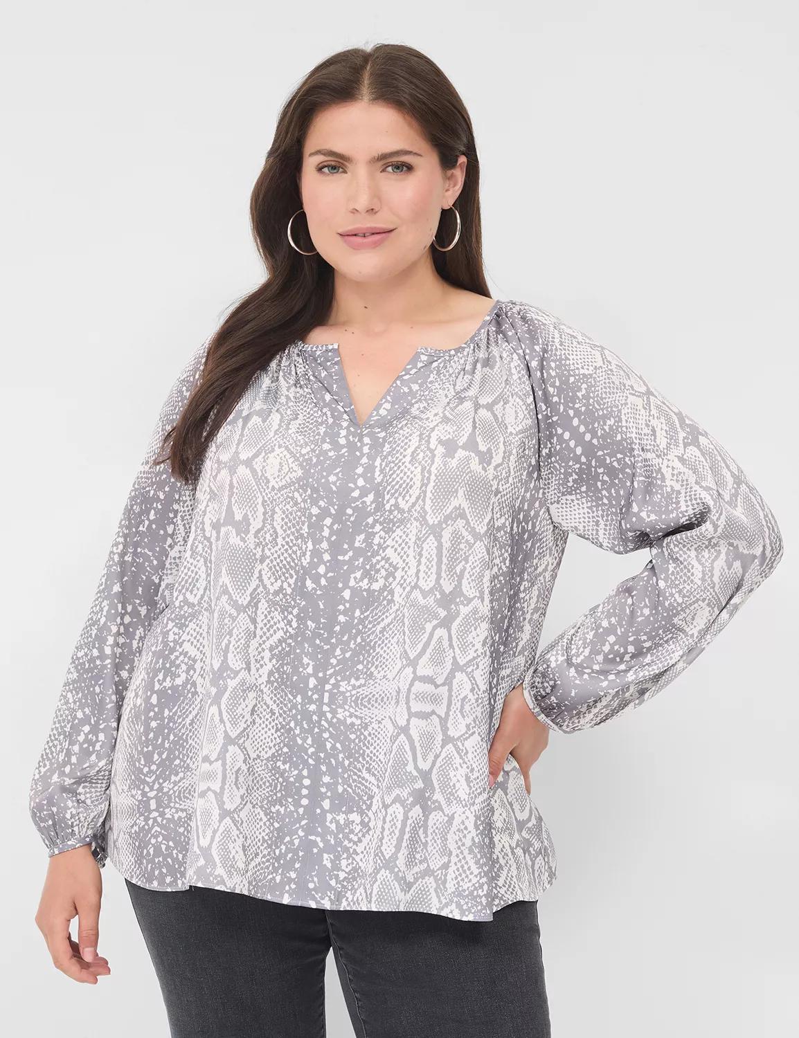 Swing Split-Neck Raglan-Sleeve Top Product Image