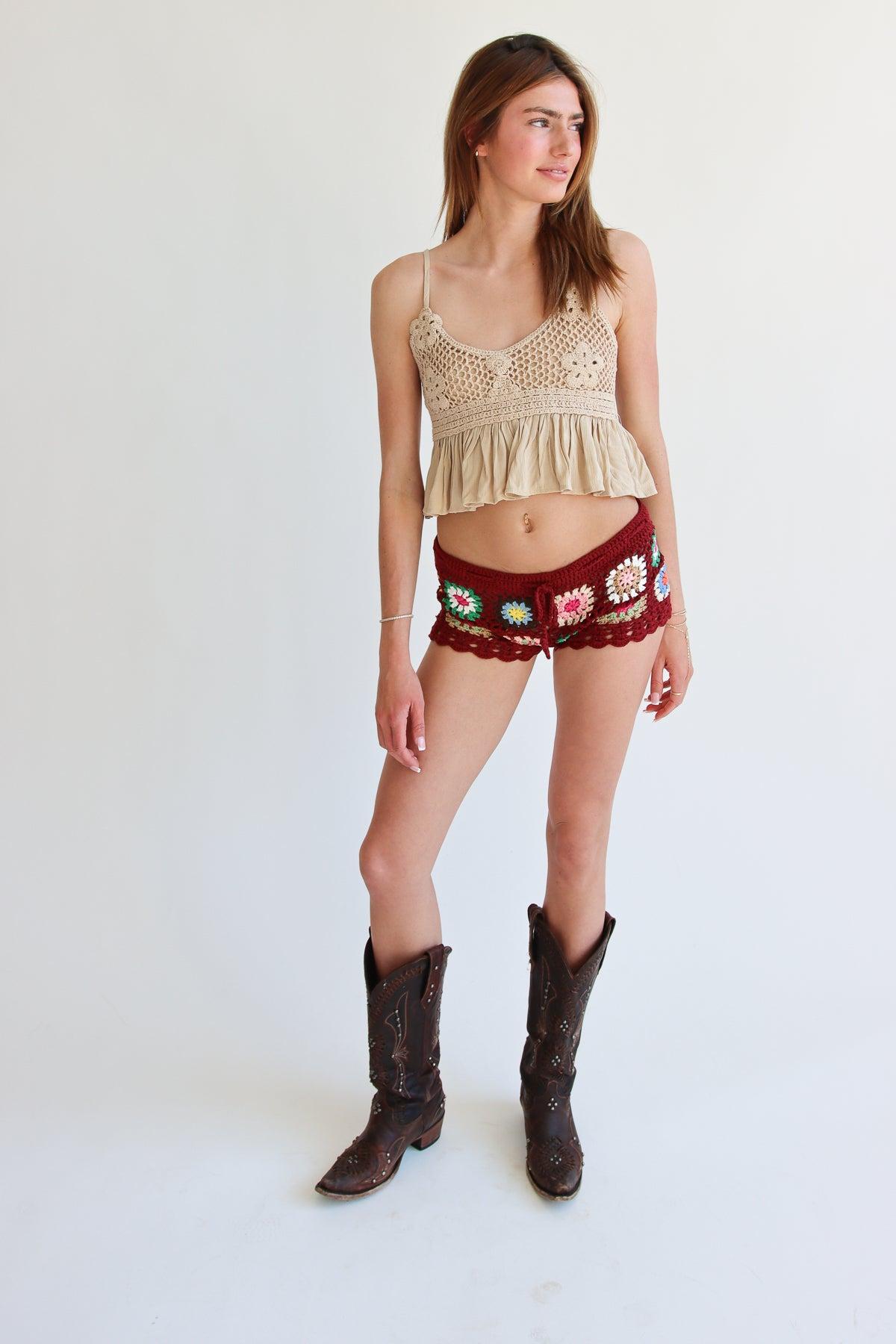 Granny Square Crochet Shorts Product Image