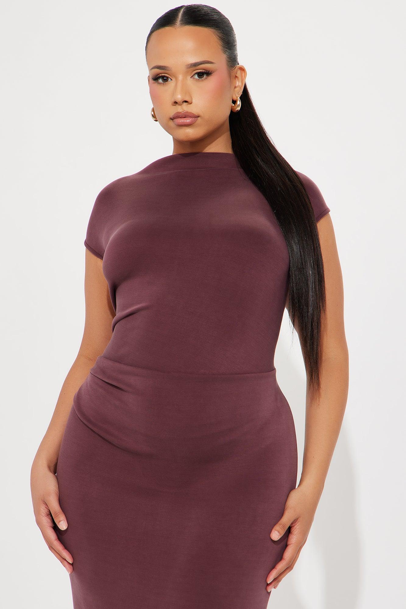 Carrie Ruched Body Sculpting Midi Dress - Chocolate Product Image