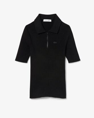 3D Ribbed Knit Polo Shirt Product Image