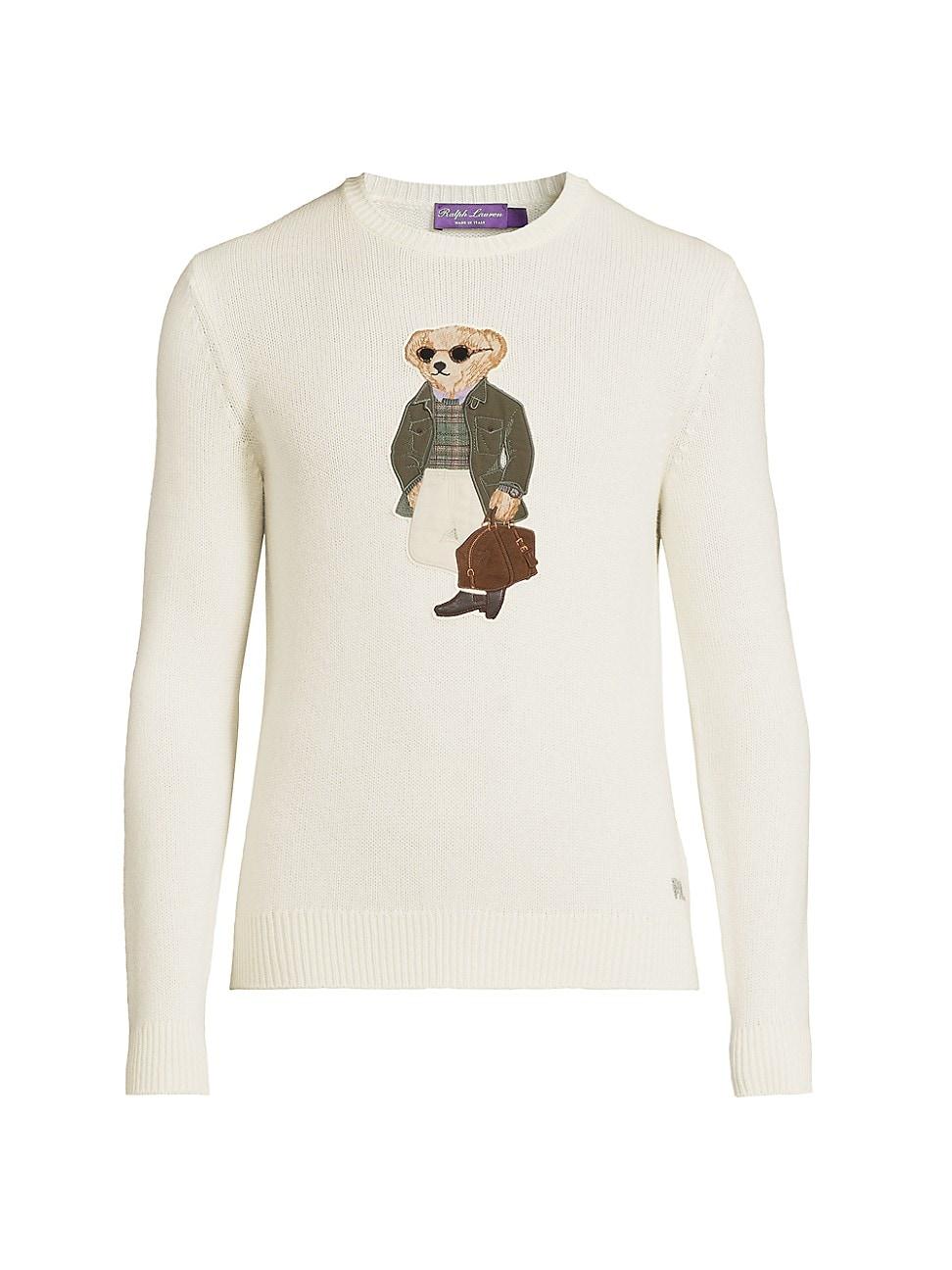 Mens 5-Gauge Cashmere Polo Bear Sweater Product Image