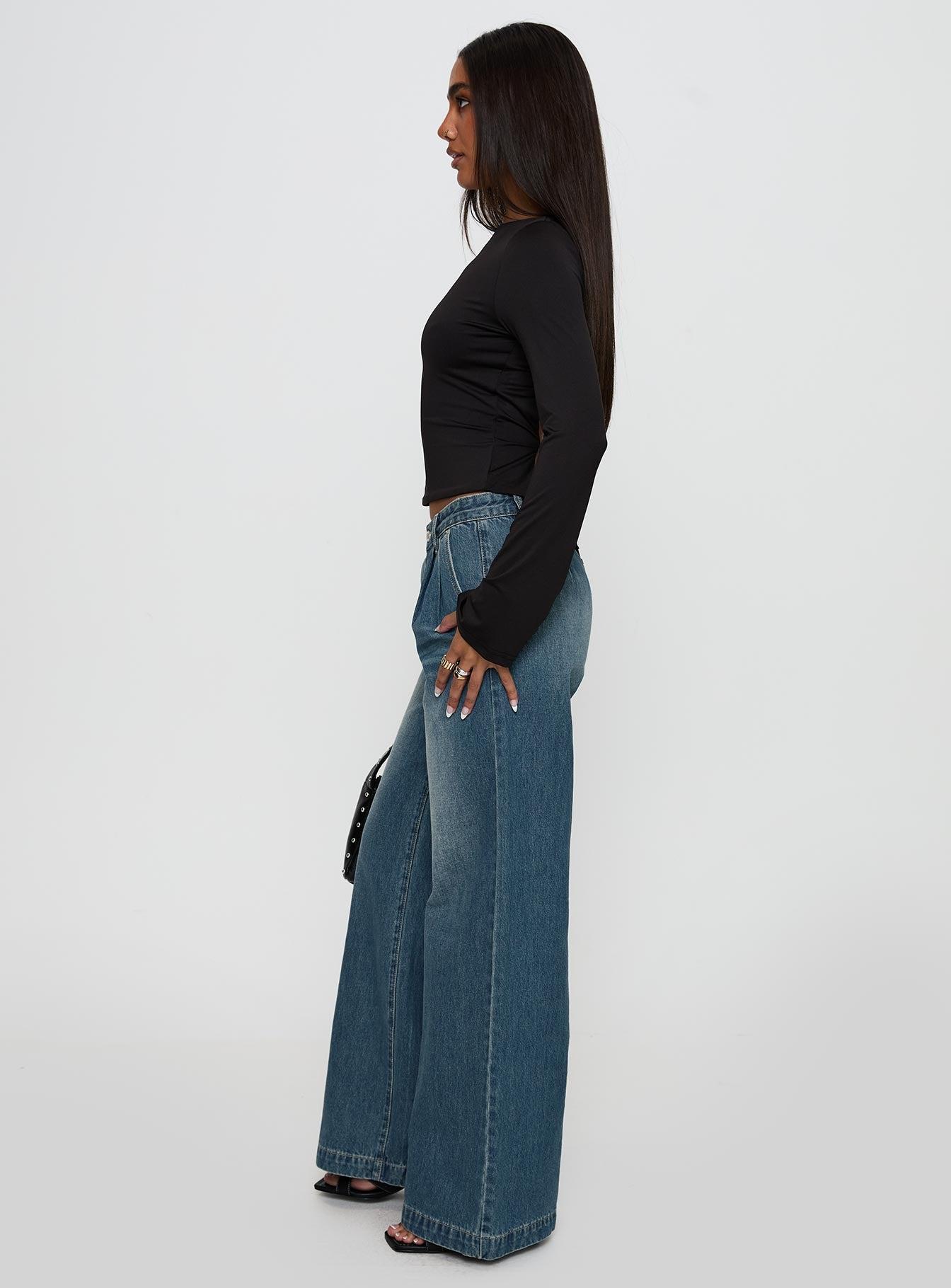 Laguardia Wide Leg Jeans Dark Blue Wash Product Image