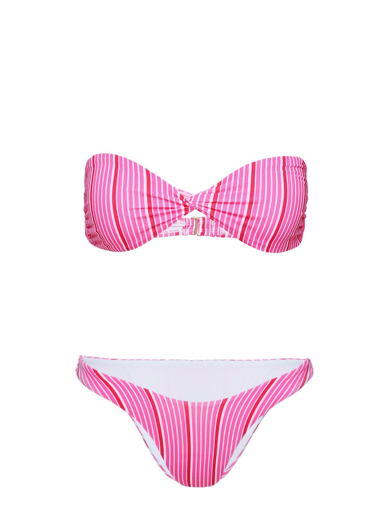 Tamrali Bandeau Bikini Top Pink Stripe Product Image