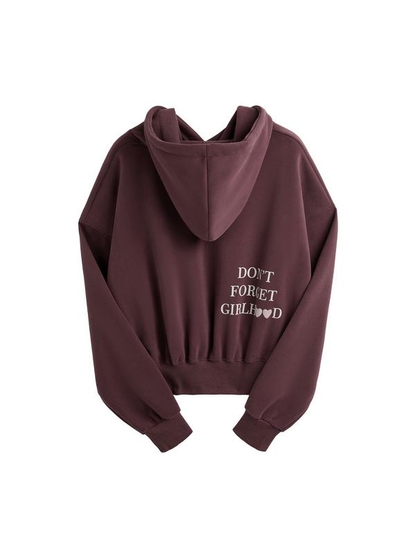 Letter Print Drawstring Design Sweatshirt Product Image
