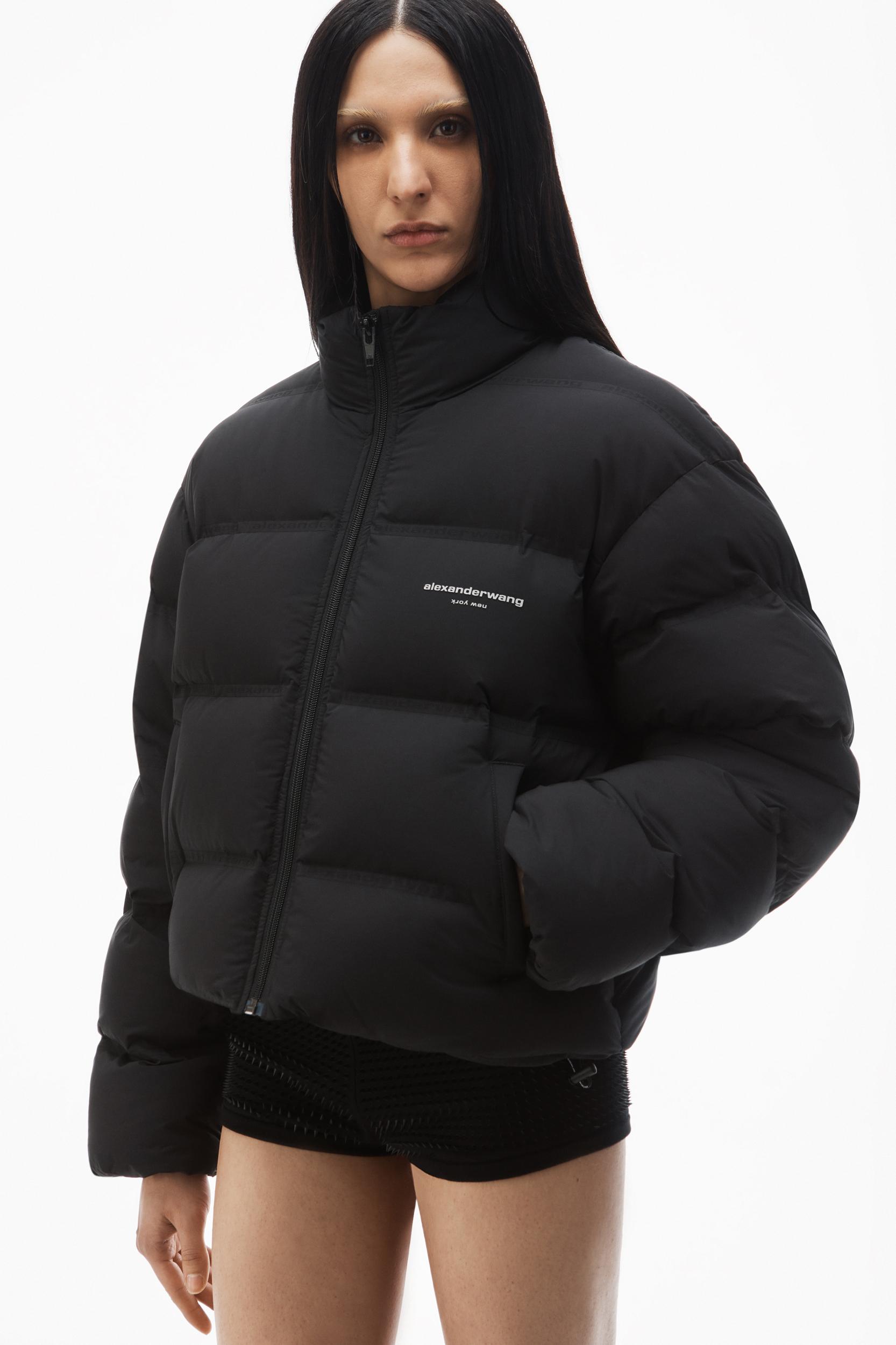 Cropped Puffer Coat With Reflective Logo Product Image