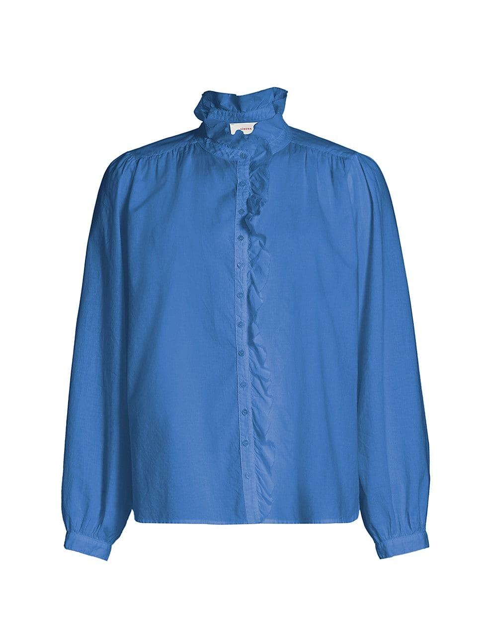 Womens Nicholson Cotton Ruffle-Neck Shirt Product Image