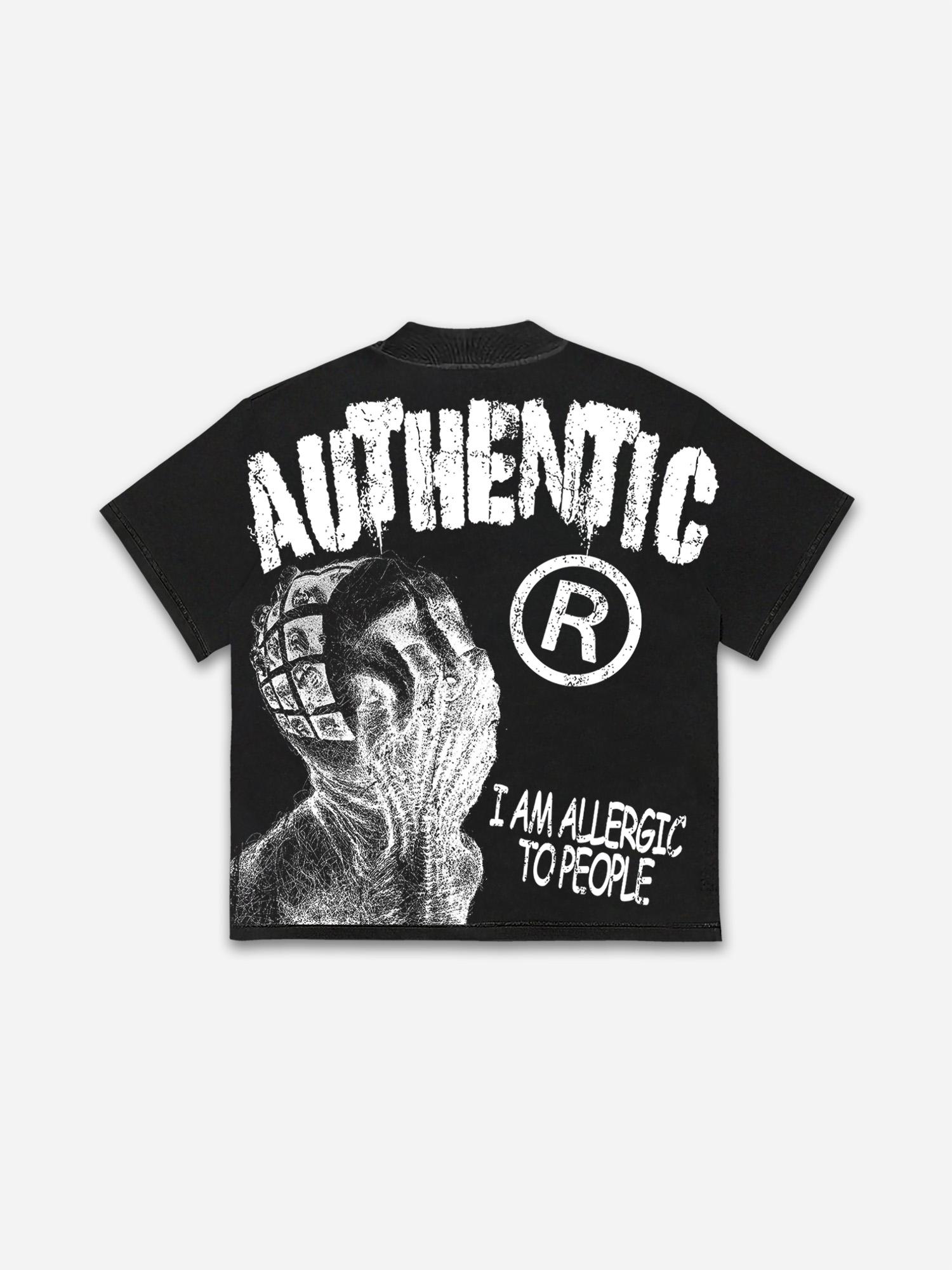 Sopula Vintage I Am Allergic To People Graphics Print Cotton T-shirt Product Image