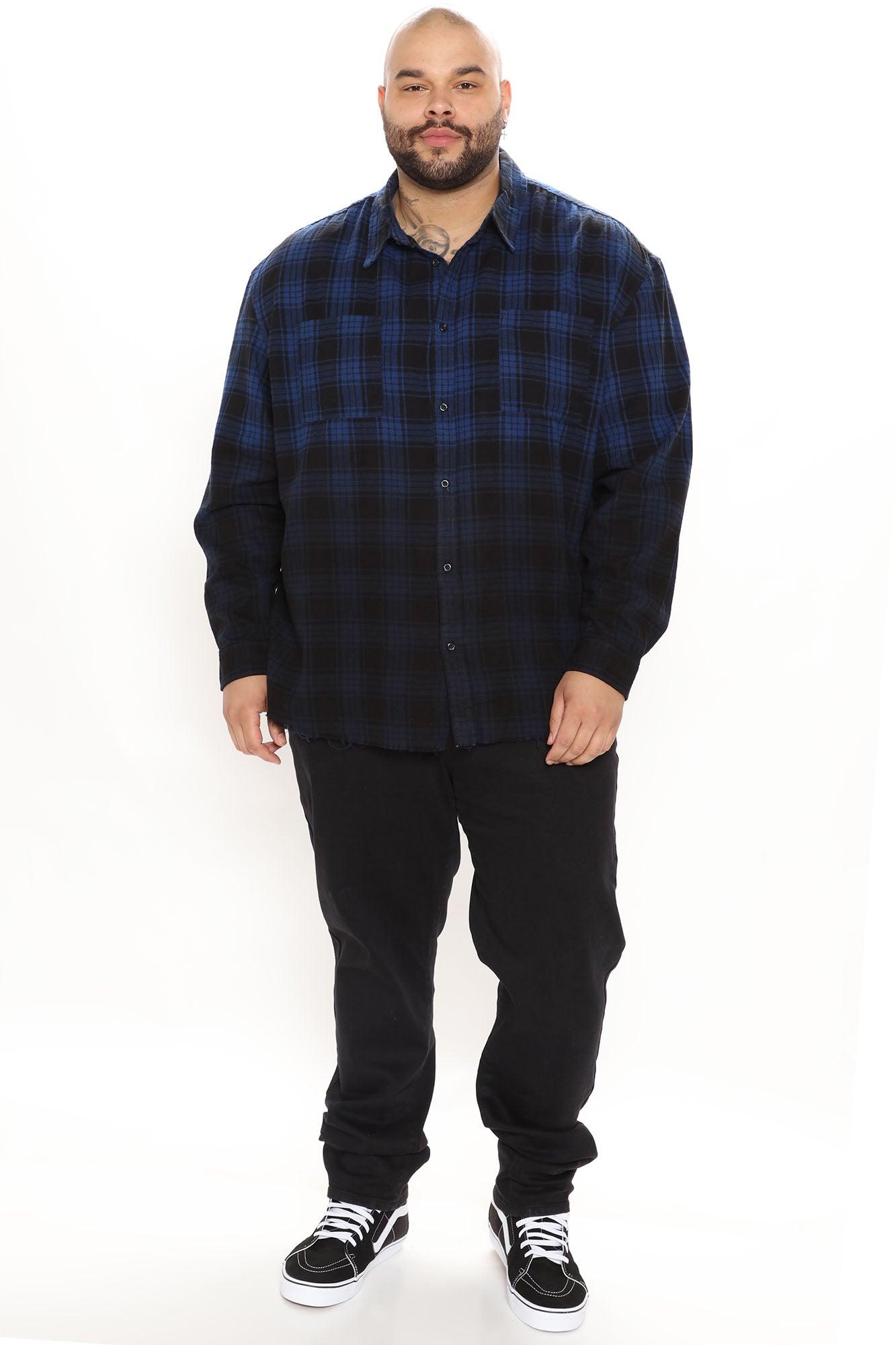 Sunset Dip Dye Flannel Shirt - Blue/Black Product Image