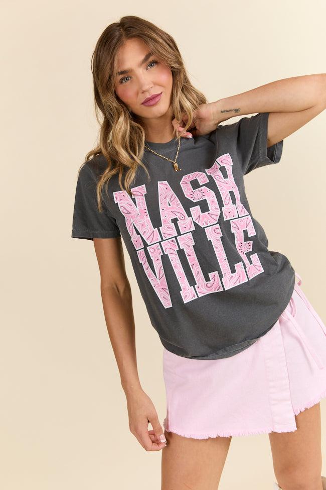 Nashville Block Bandana Printed Dark Grey Graphic Tee Product Image