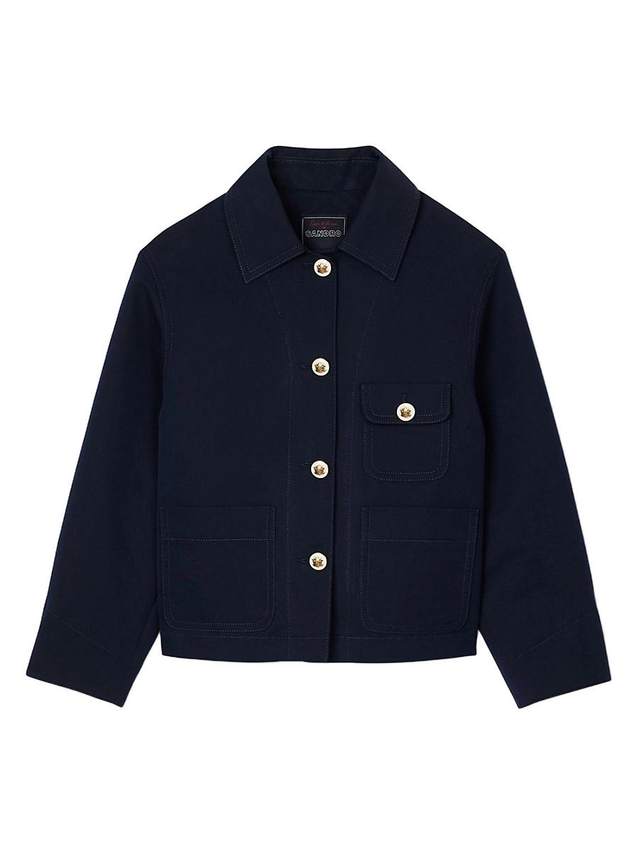 Womens Cropped Jacket with Officer Buttons Product Image