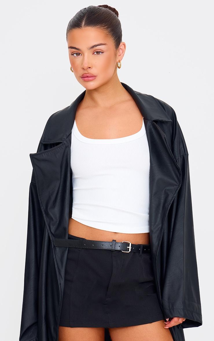 Black Tailored Woven Belt Detail Skort Product Image