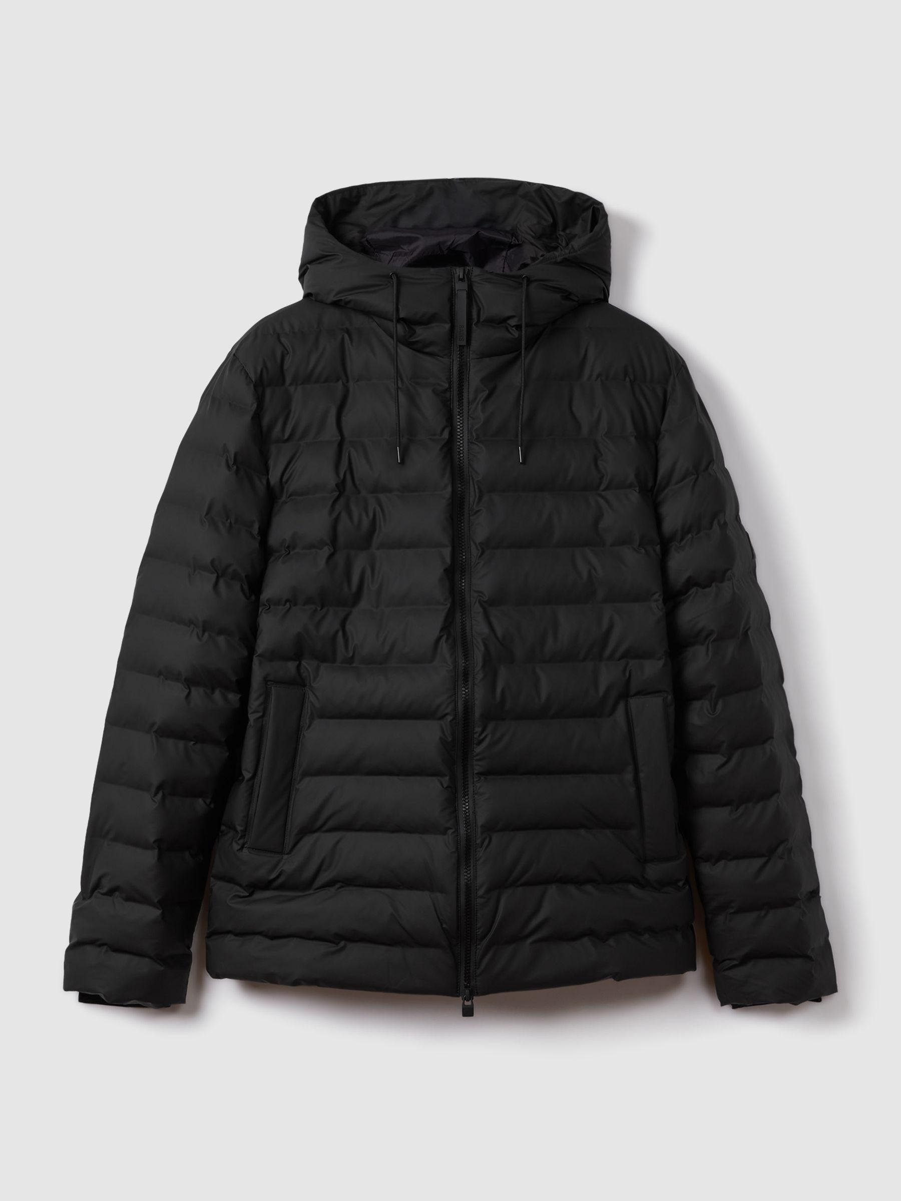 Rains Hooded Puffer Jacket in Black Product Image