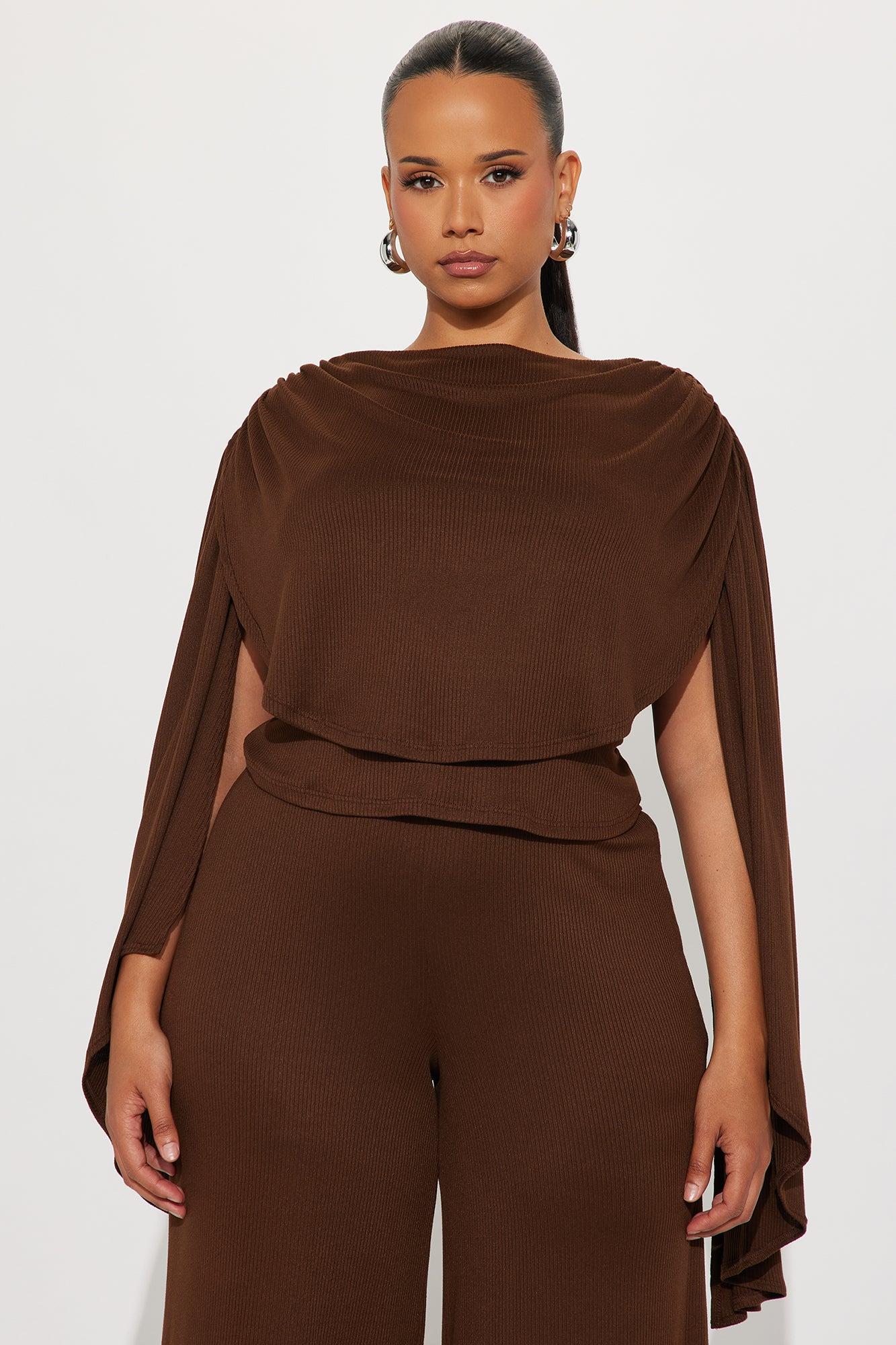 Everly Draped Pant Set - Chocolate Female Product Image