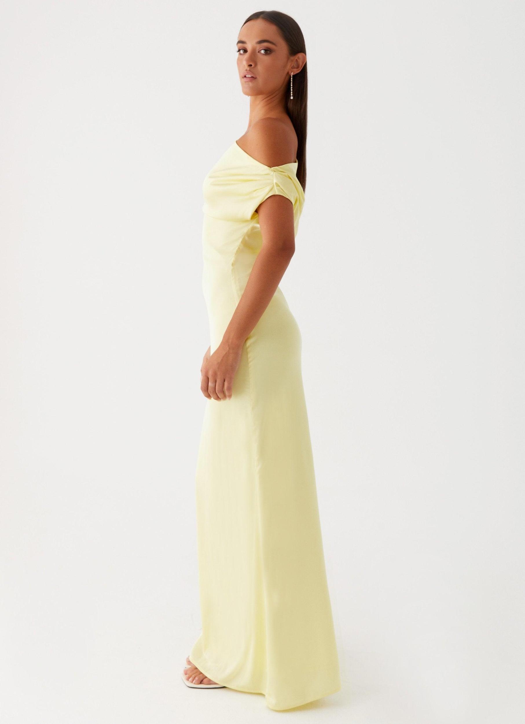 Heart Of Glass Satin Maxi Dress - Yellow Product Image