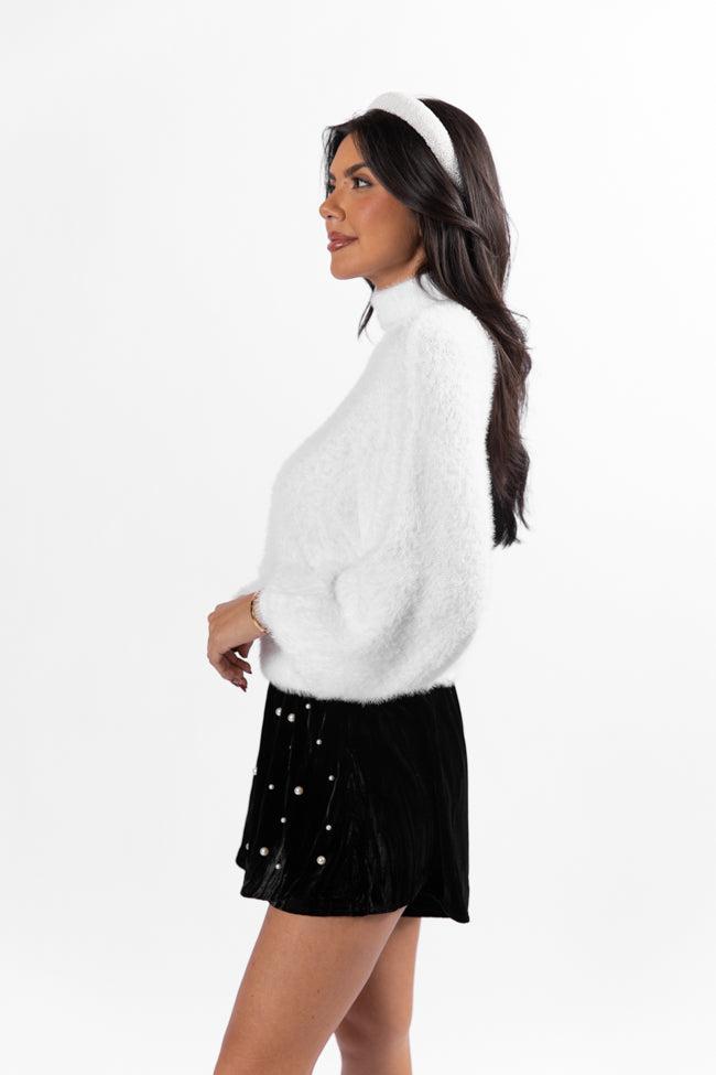 Beyond Me White Fuzzy Turtleneck Sweater FINAL SALE Product Image