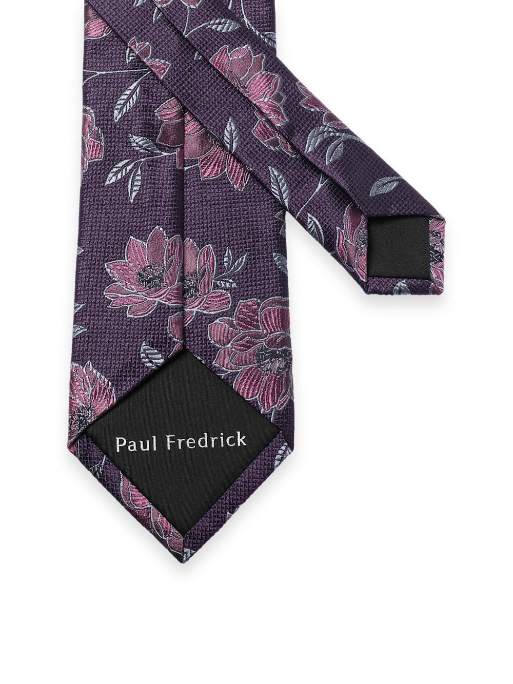 Floral Woven Silk Tie - Purple Product Image