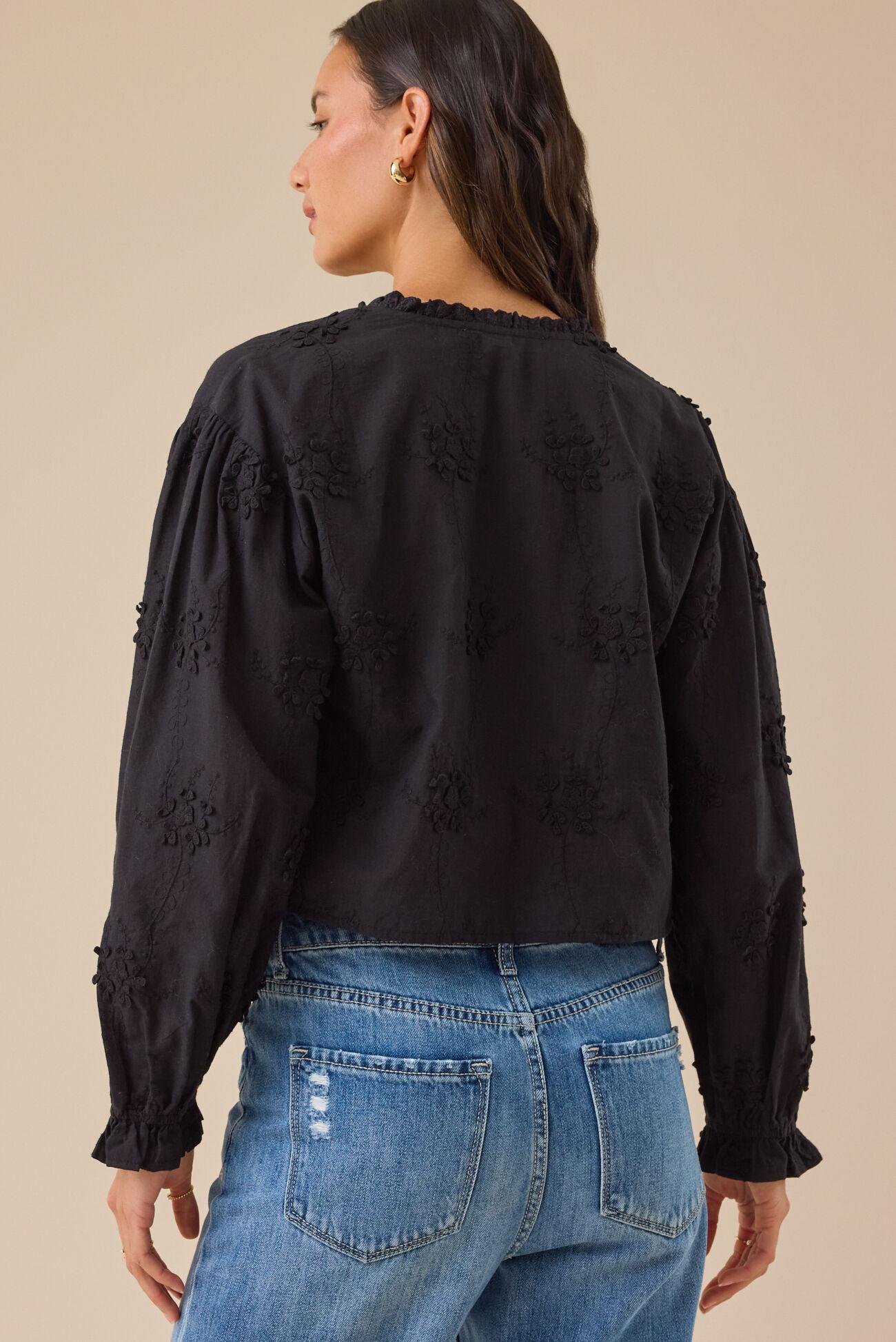 Zara Embroidered Tie Front Top Product Image