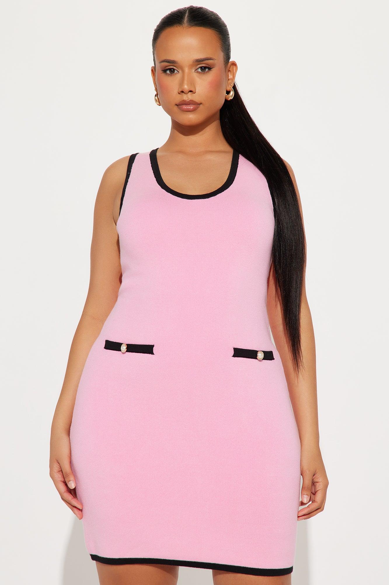 Beauty And Brains Sweater Mini Dress Set - Pink/combo Product Image
