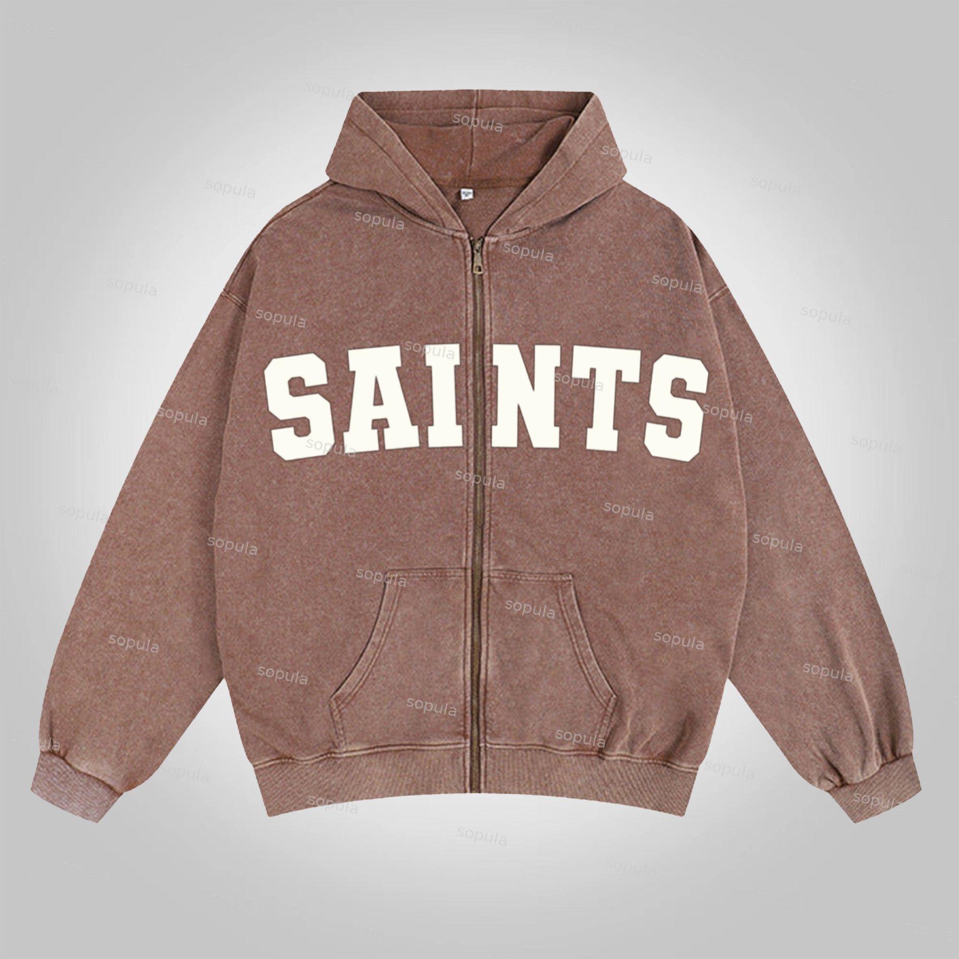 Sopula Saints God Is Reat Graphics Acid Washed Oversized Zip-up Hoodie Product Image