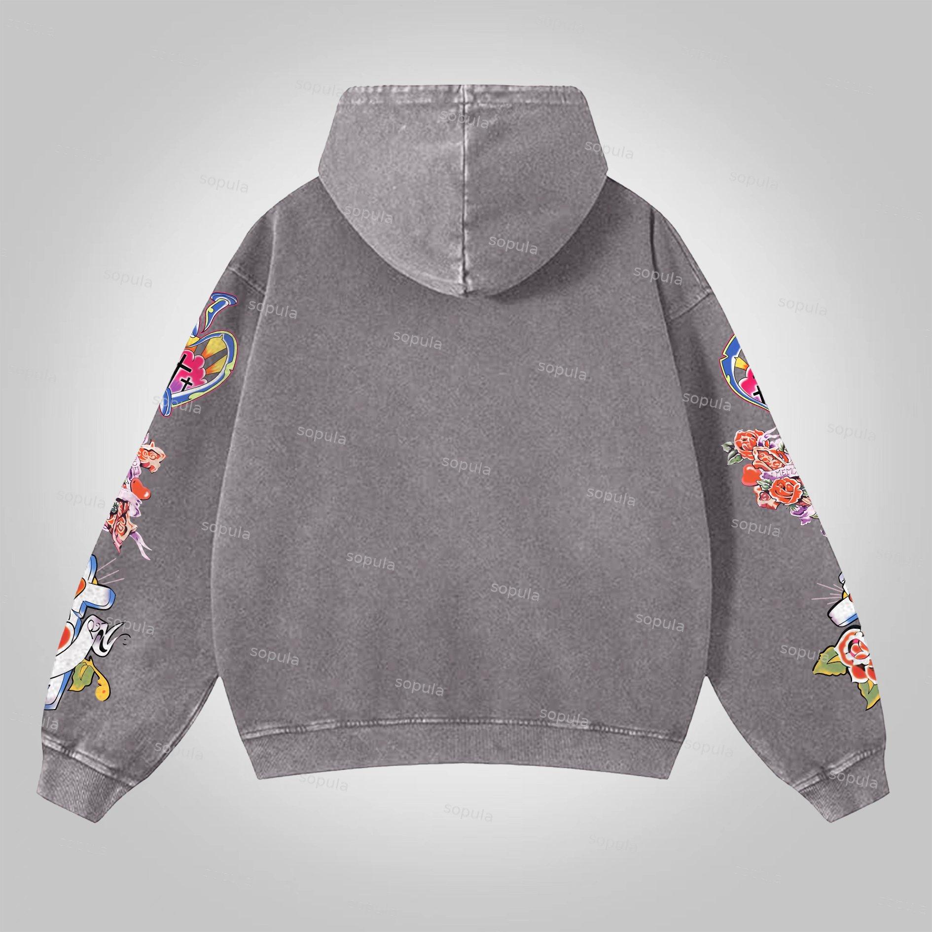 Sopula Streetwear Risen King Graphic Jesus Washed Zip-Up Hoodie Product Image