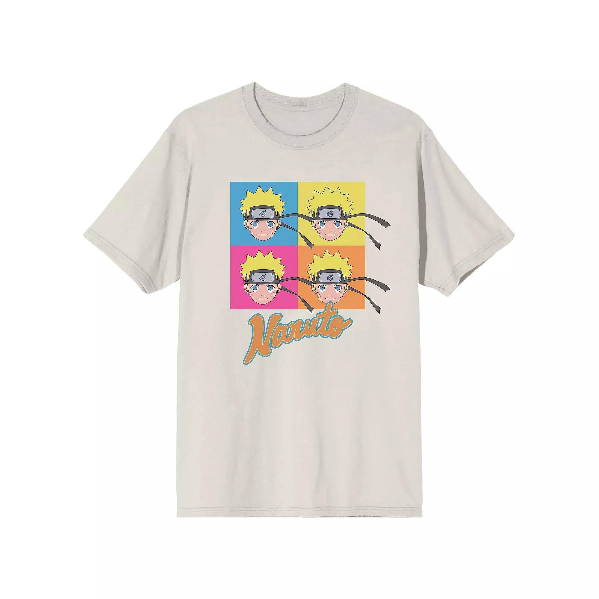 Mens Naruto Shippuden Retro Graphic Tee Beige Product Image