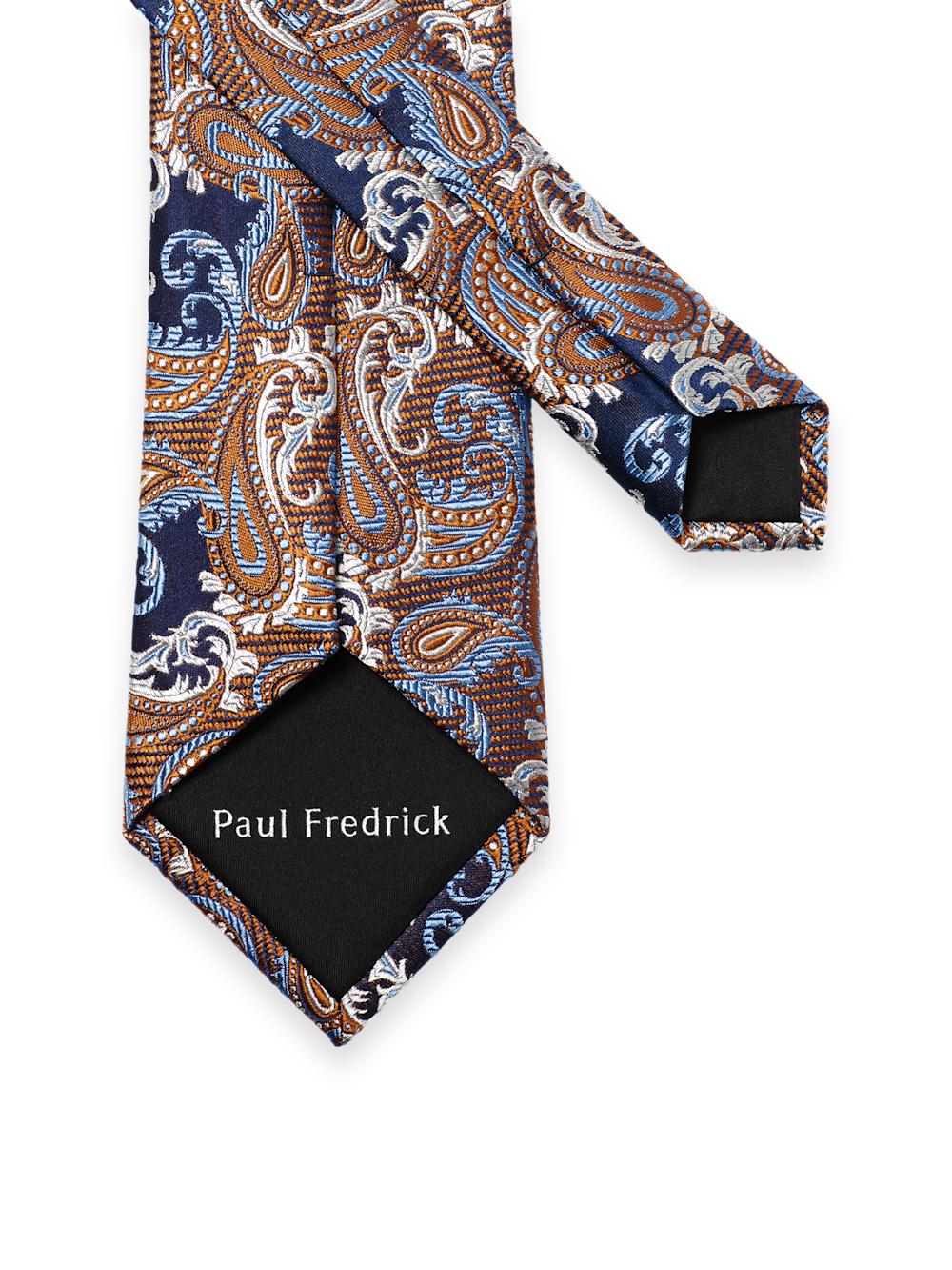 Paisley Woven Silk Tie - Blue/brown Product Image
