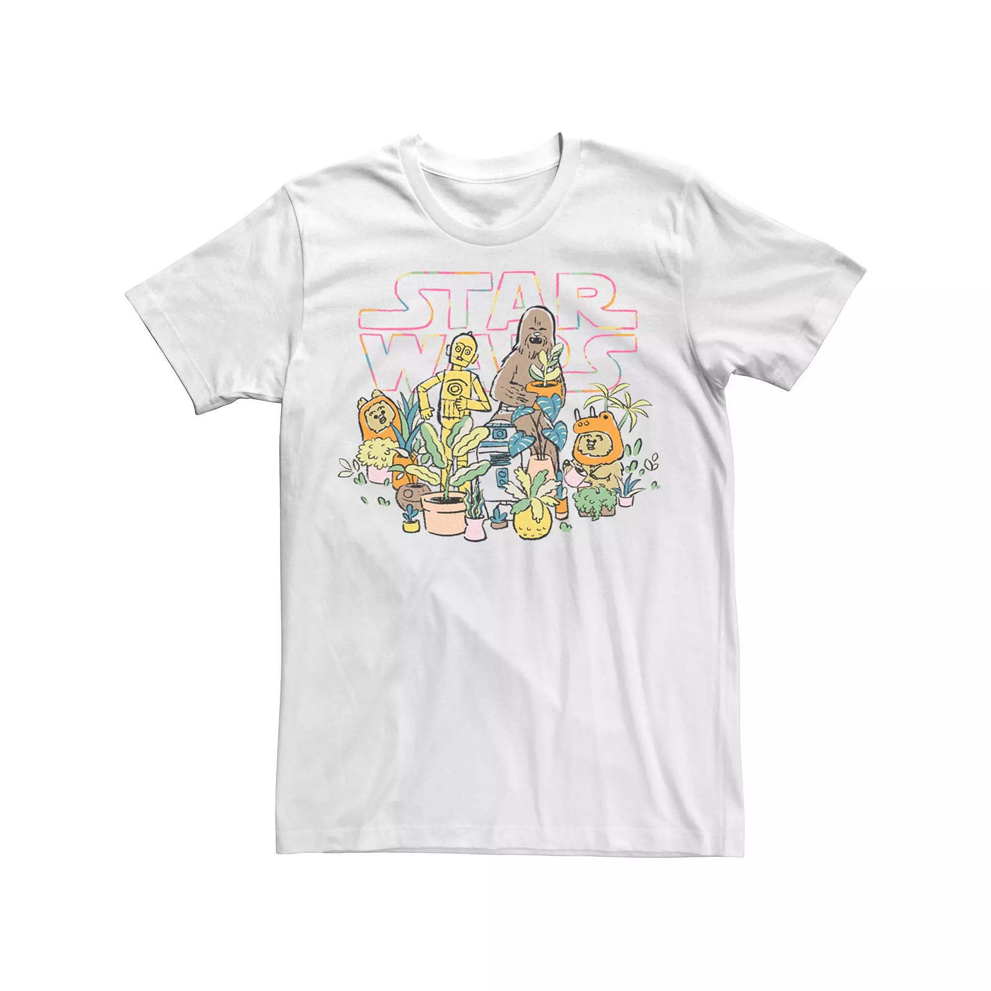 Men's Star Wars C-3PO And Chewbacca Plant Doodle Tee,  Product Image