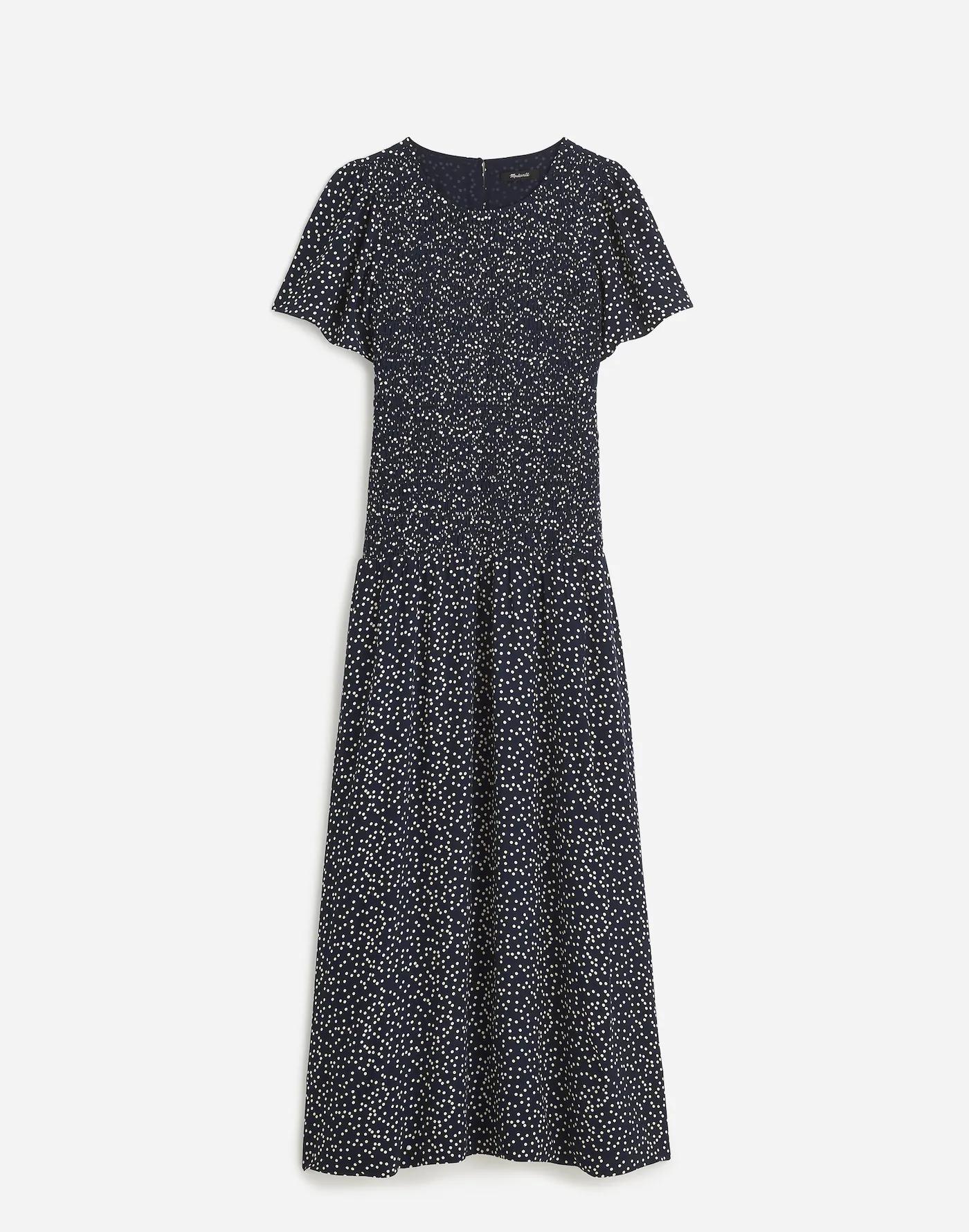 Flutter-Sleeve Smocked Midi Dress in Floral Product Image