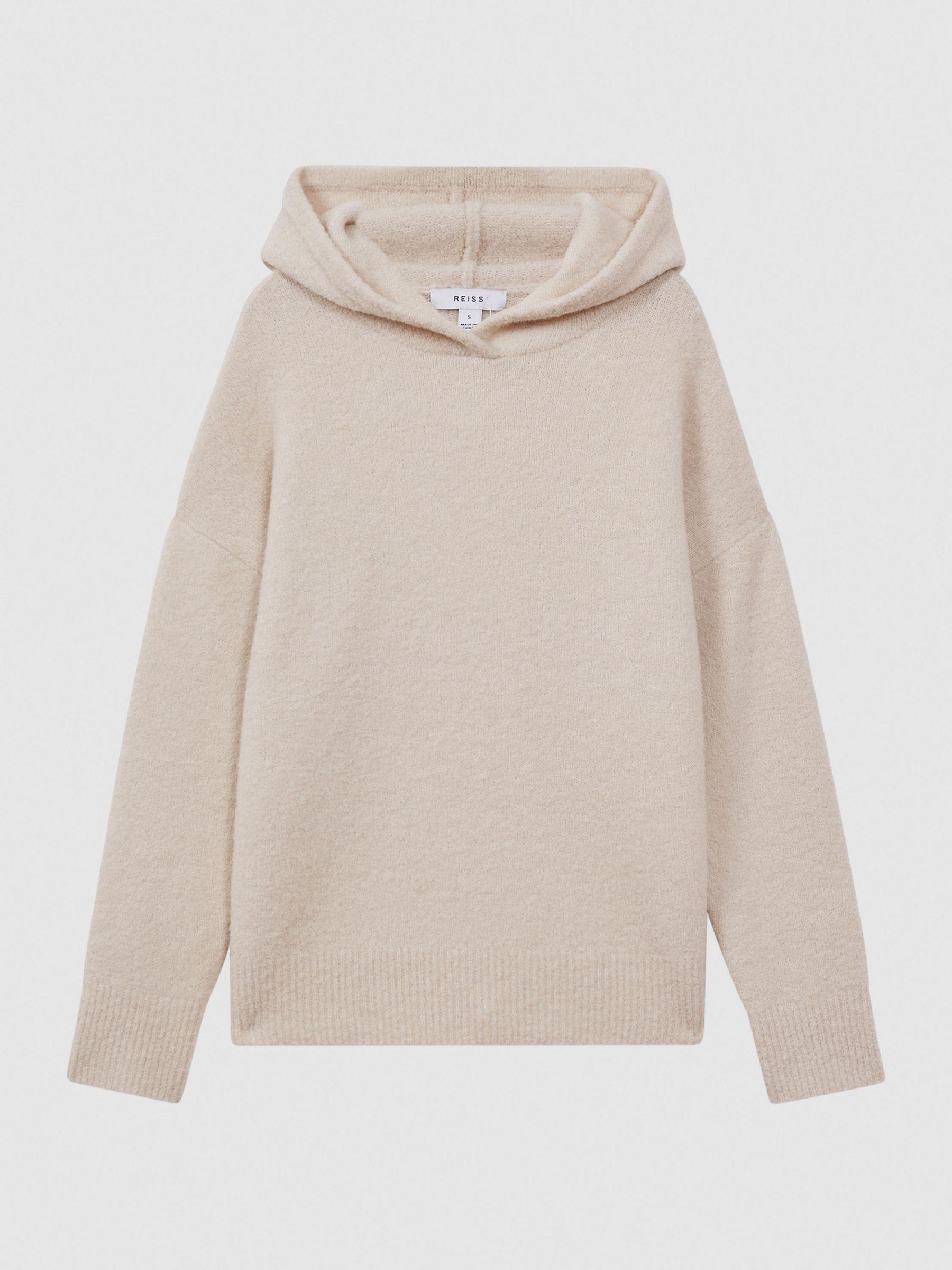 Wool Blend Bouclé Hoodie in Neutral Product Image
