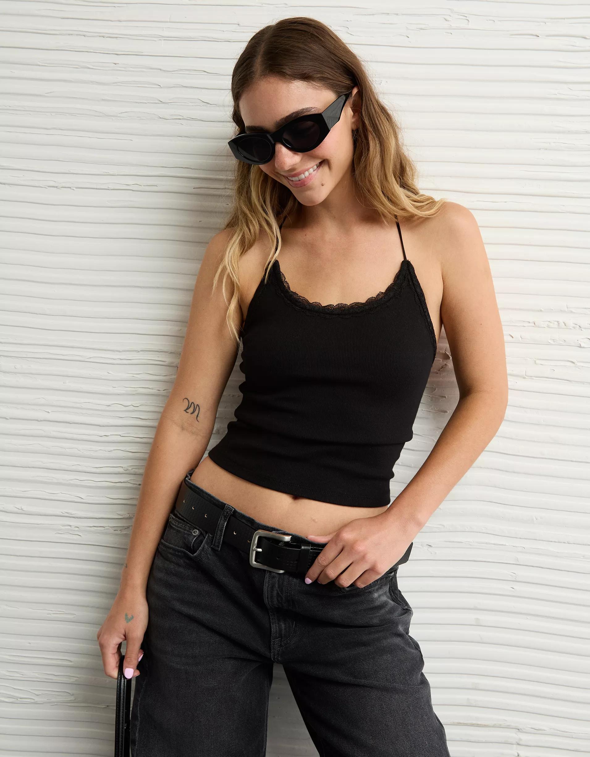 AE Strappy Go Lucky Cropped Lace Tank Top Product Image