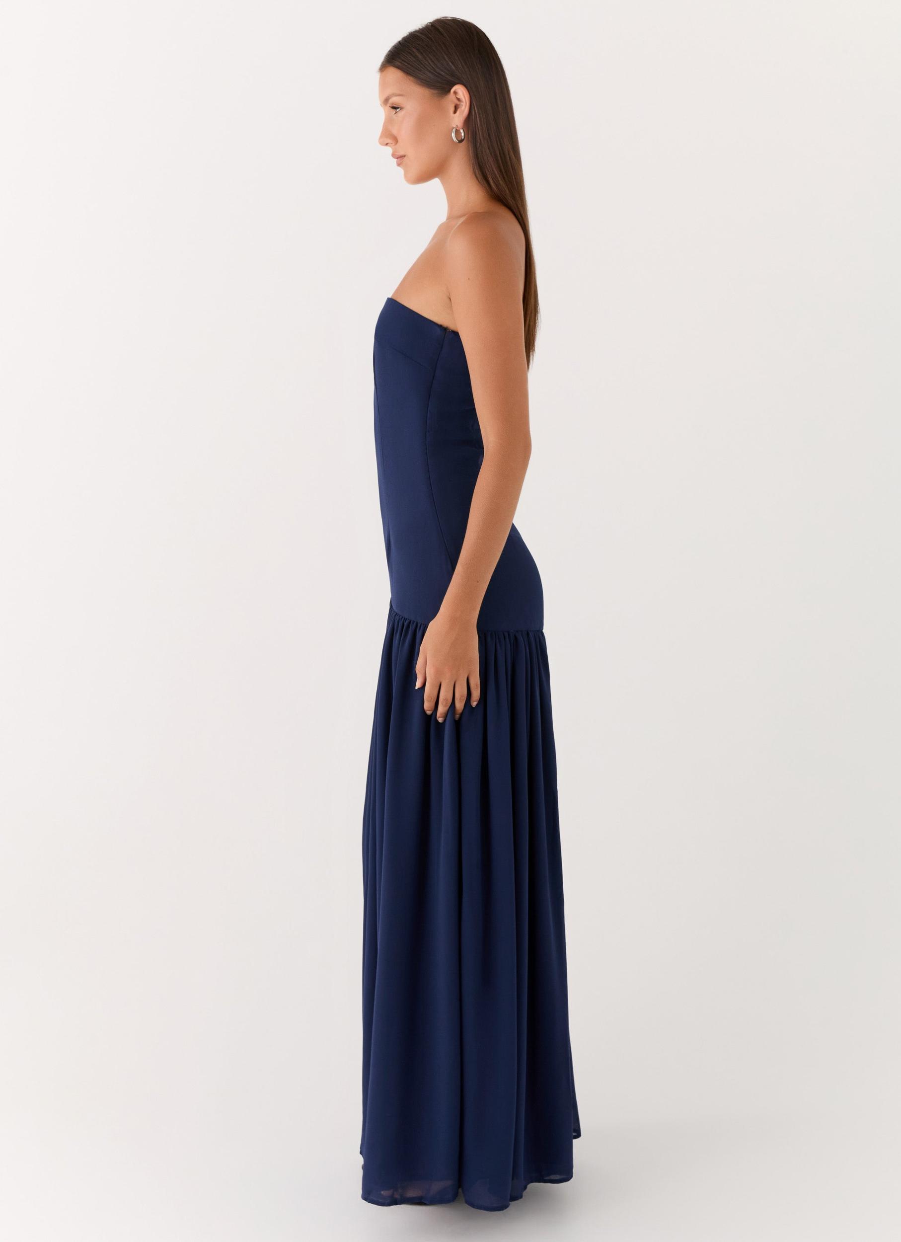 Eden Strapless Maxi Dress - Navy Product Image