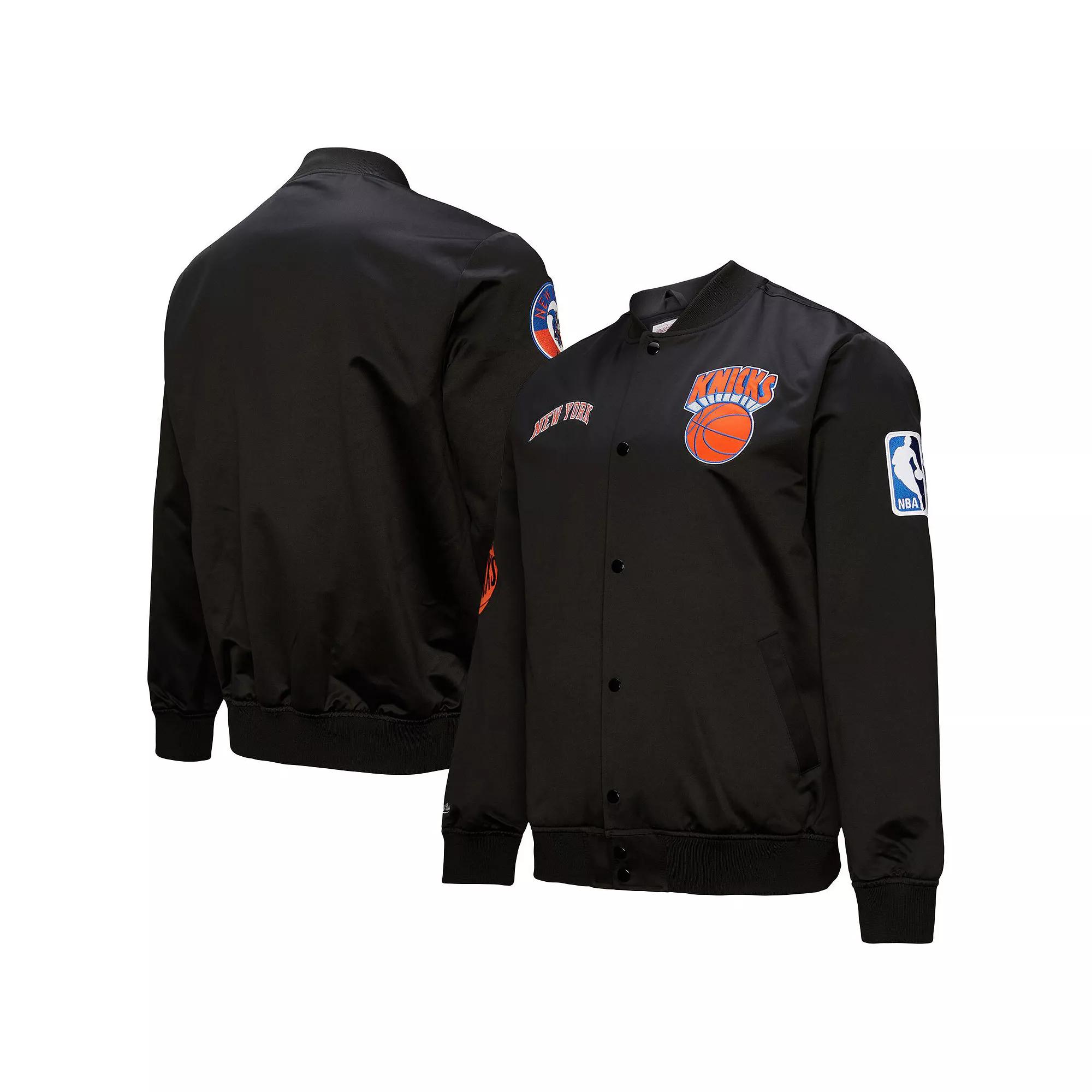 Men's Black New York Knicks Hardwood Classics Blackout Collection Satin Full-Zip Jacket, Size: 2XL Product Image