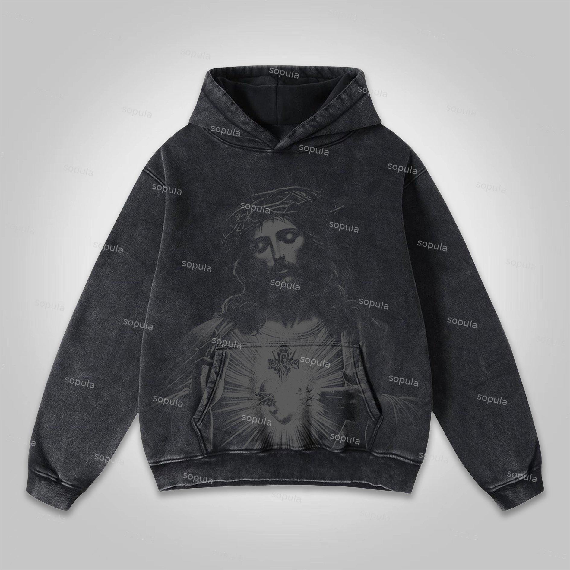 Sopula Tomie Vintage Graphics Washed Distressed Hoodie Product Image