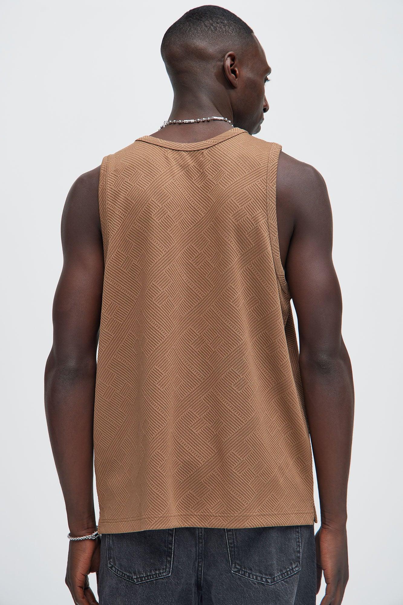 Easton Geo Textured Relaxed Tank Top - Brown Product Image