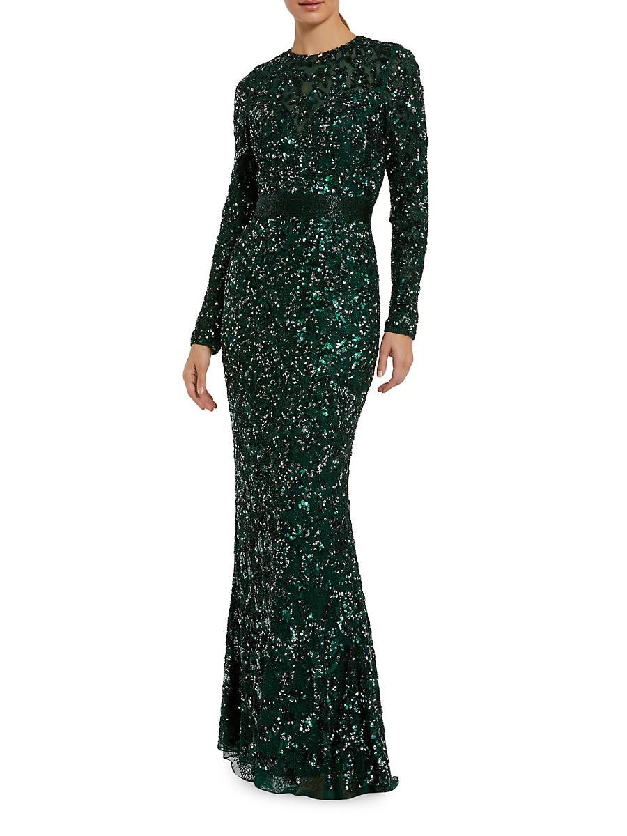 Womens Beaded Empire Waist Gown Product Image