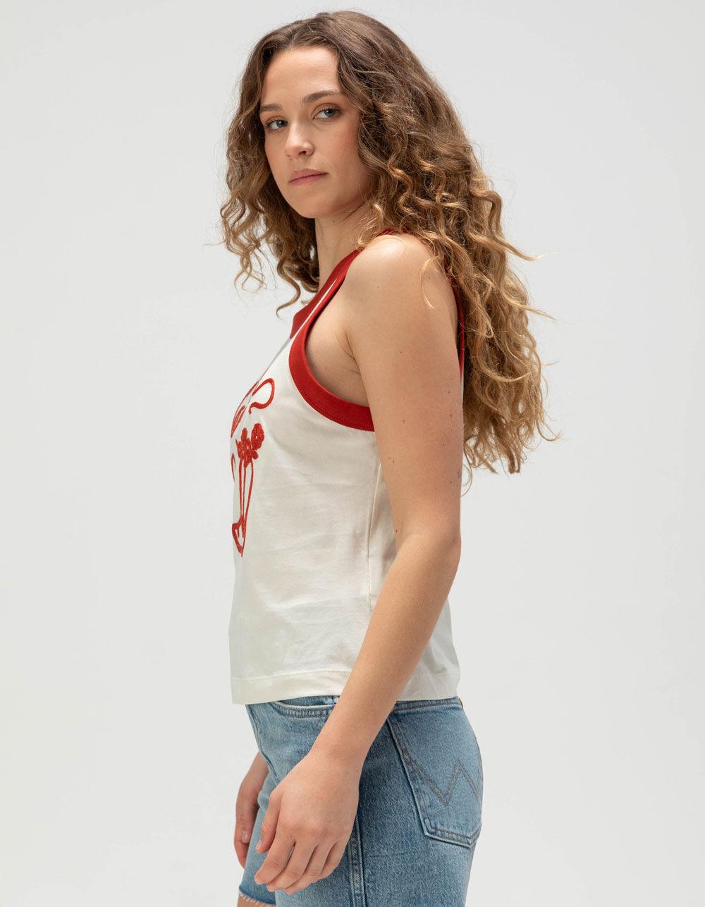 WRANGLER Vintage Womens Ringer Tank Top - RED/WHITE Product Image